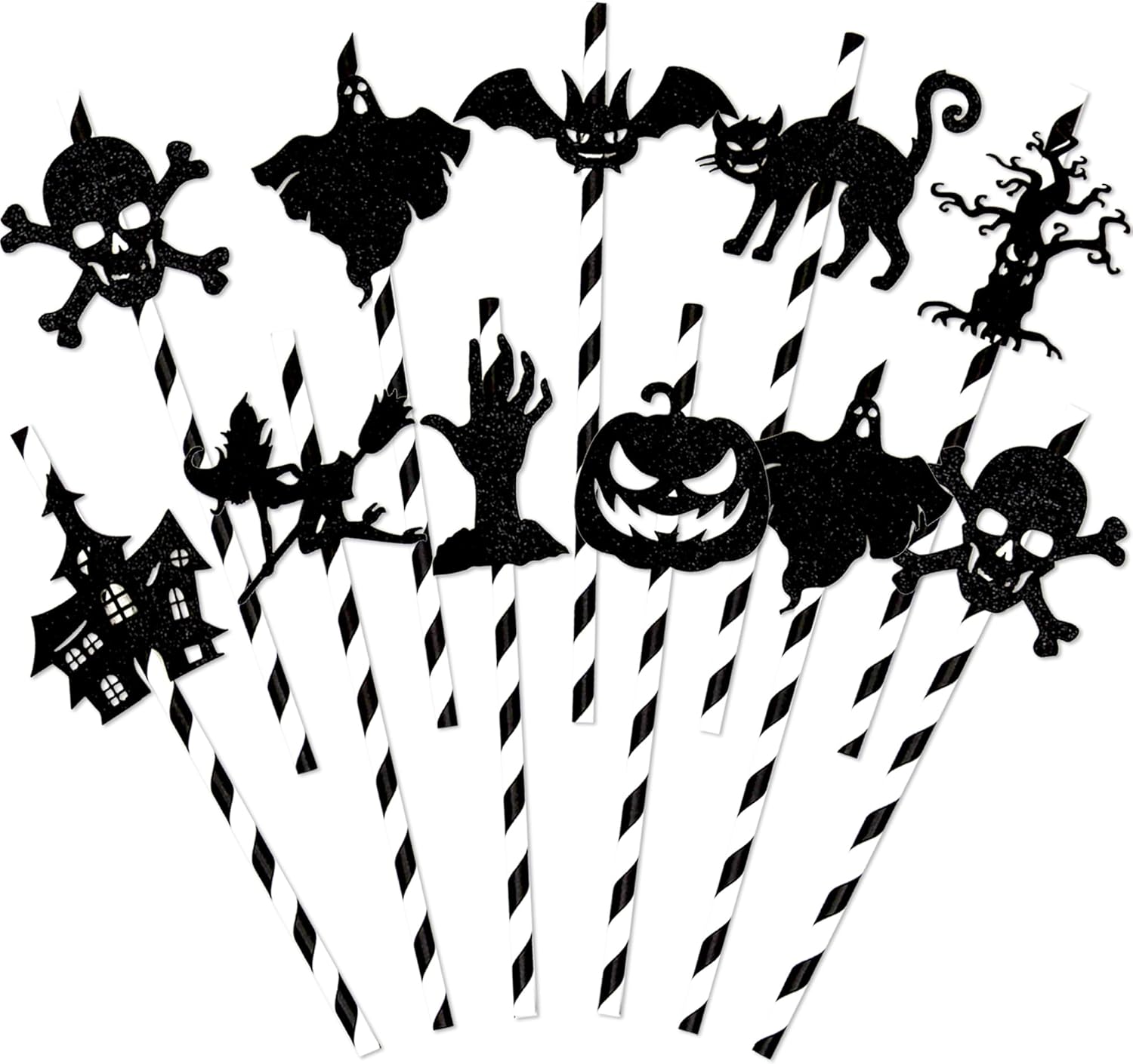 36 Pieces Halloween Drinking Straws 9 Mixed Styles Paper