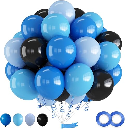 Globos azul claro, blanco y dorado, juego de 60 globos azul bebé y nude con globo dorado metálico, globos neutros beige globos azul pastel para
