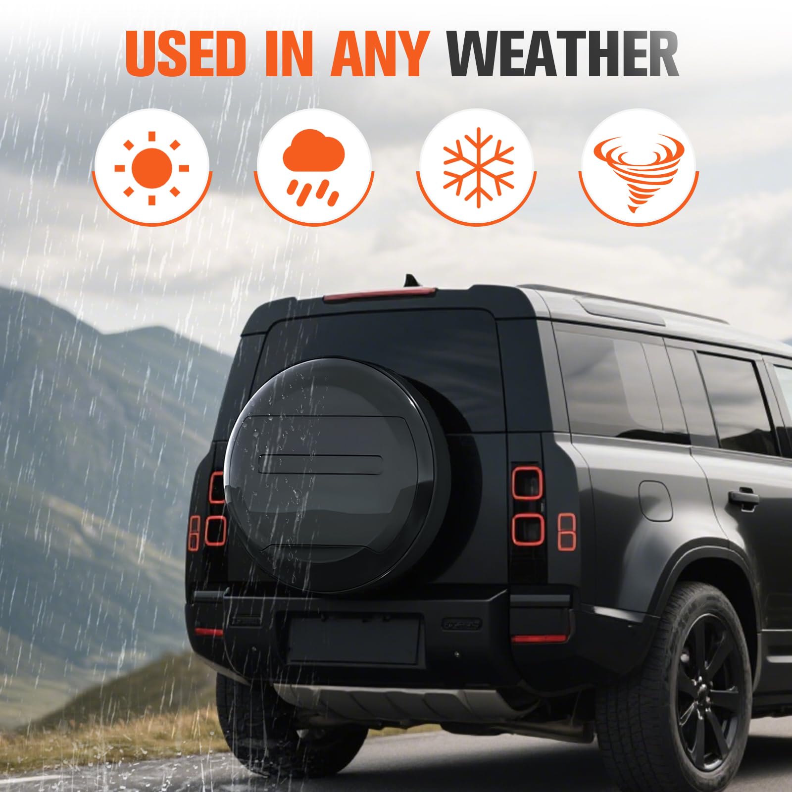 Ersatzreifenabdeckung, passend für Land Rover Defender 90 110 130 2000–2025, Ersatzradabdeckungen, Auto-Außenzubehör, Auto-Hinterrad-Ersatzreifen-Schutzabdeckung