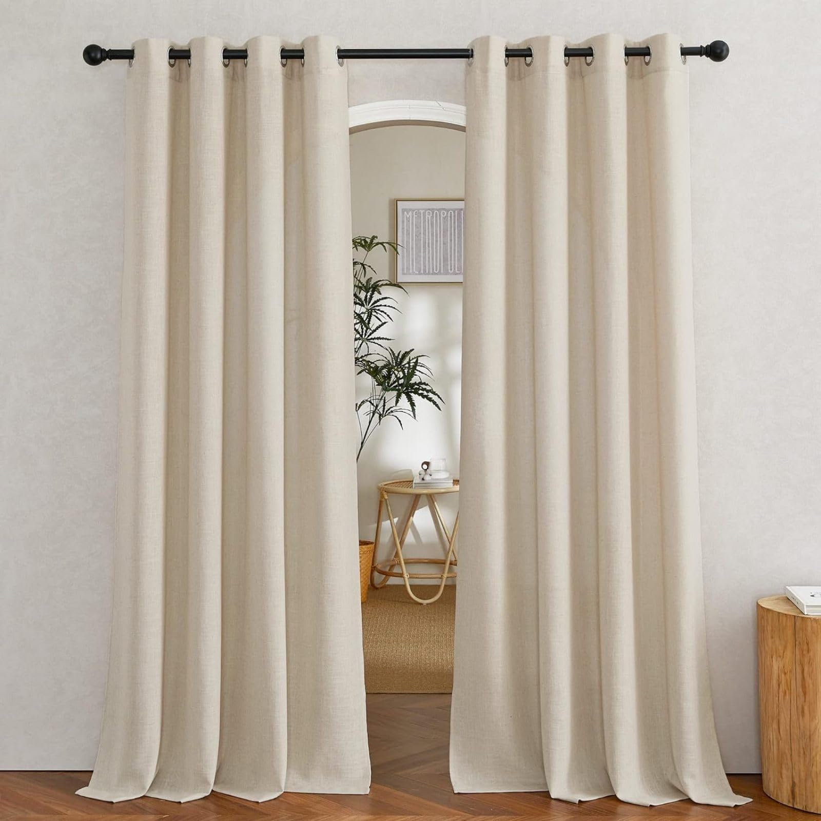 Leinen Vorhänge Mit Ösen Natürliche Leinenstruktur Gardinen Für Fenster Schlafzimmer Wohnzimmer,Voile Vorhang Sheer Leinenvorhang Transparente Leinen Gardinen,Linen,70x180 cm(BxH)
