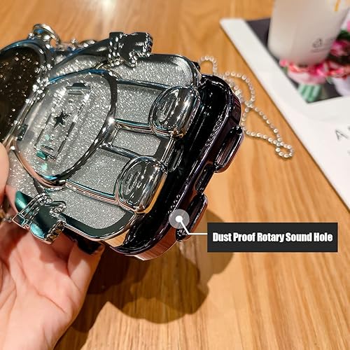 Miniatura 5 de QoKcoahn Funda de teléfono con soporte oculto de astronauta para iPhone 14 Pro Max, bonita protección de lente de astronauta 3D, función atril,