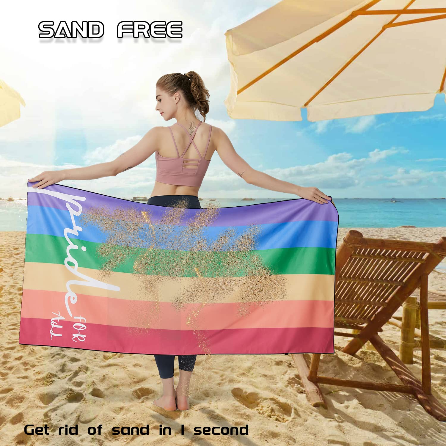 MEQUER Microfibre Beach Towel,71"x32" Large Beach Towels For Adults,Lightweight Quick Dry Sand Free Compact Beach towel Swimming Towel for Travel Beach - Image 3