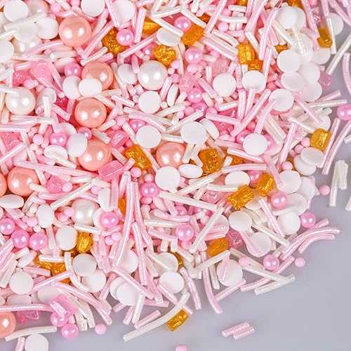 Cobakey Espray para decoración de pasteles, adornos de chispas de oro rosa, decoraciones de pasteles comestibles, chispas rosas para cupcakes,