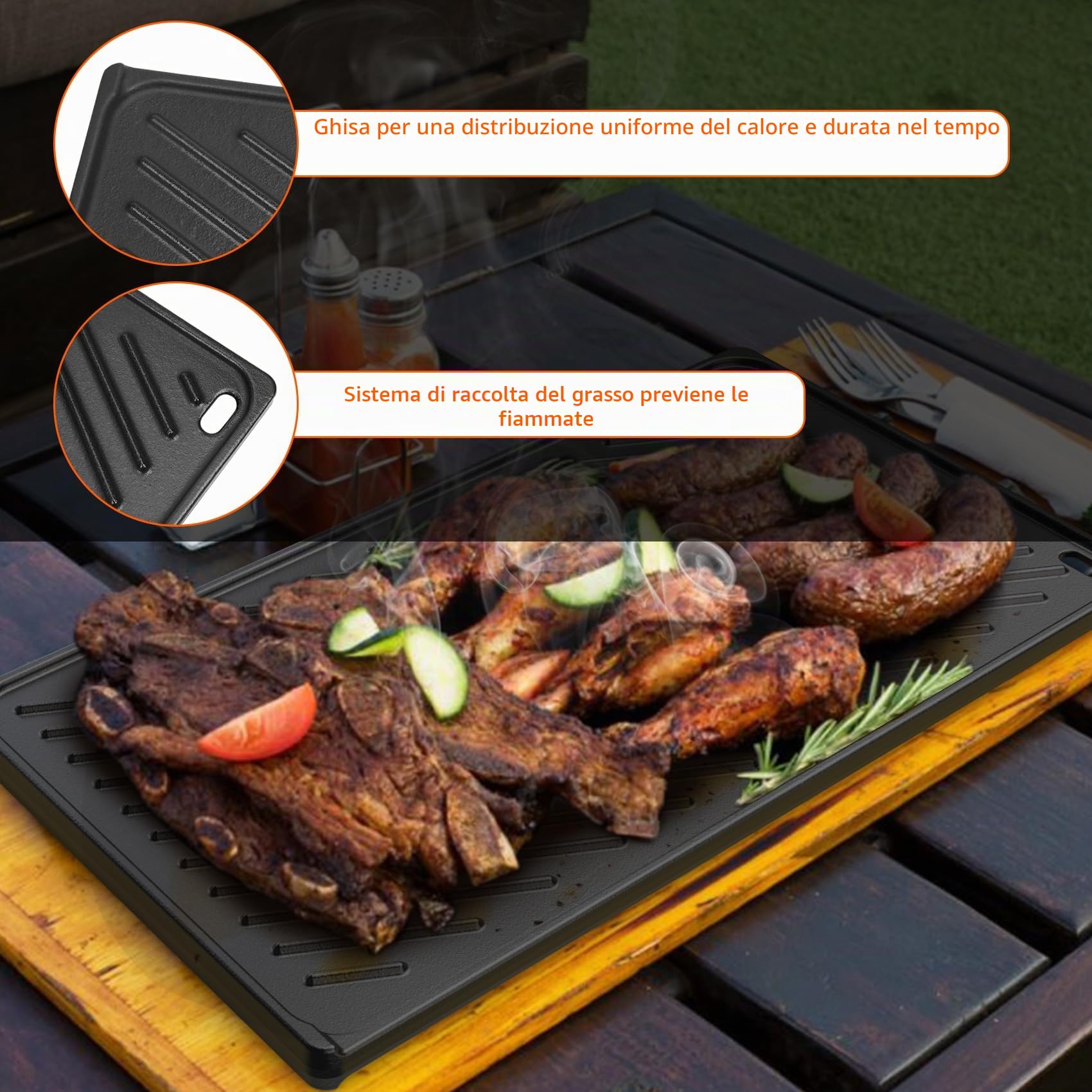Onlyfire Piastra in Ghisa per Griglie a Gas Weber Spirit 200 Series con Pannello di Controllo Frontale e Spirit II 200, Spirit E/S-210, Spirit E-310(2025), Piastra Reversibile, Ricambio per Weber 7637