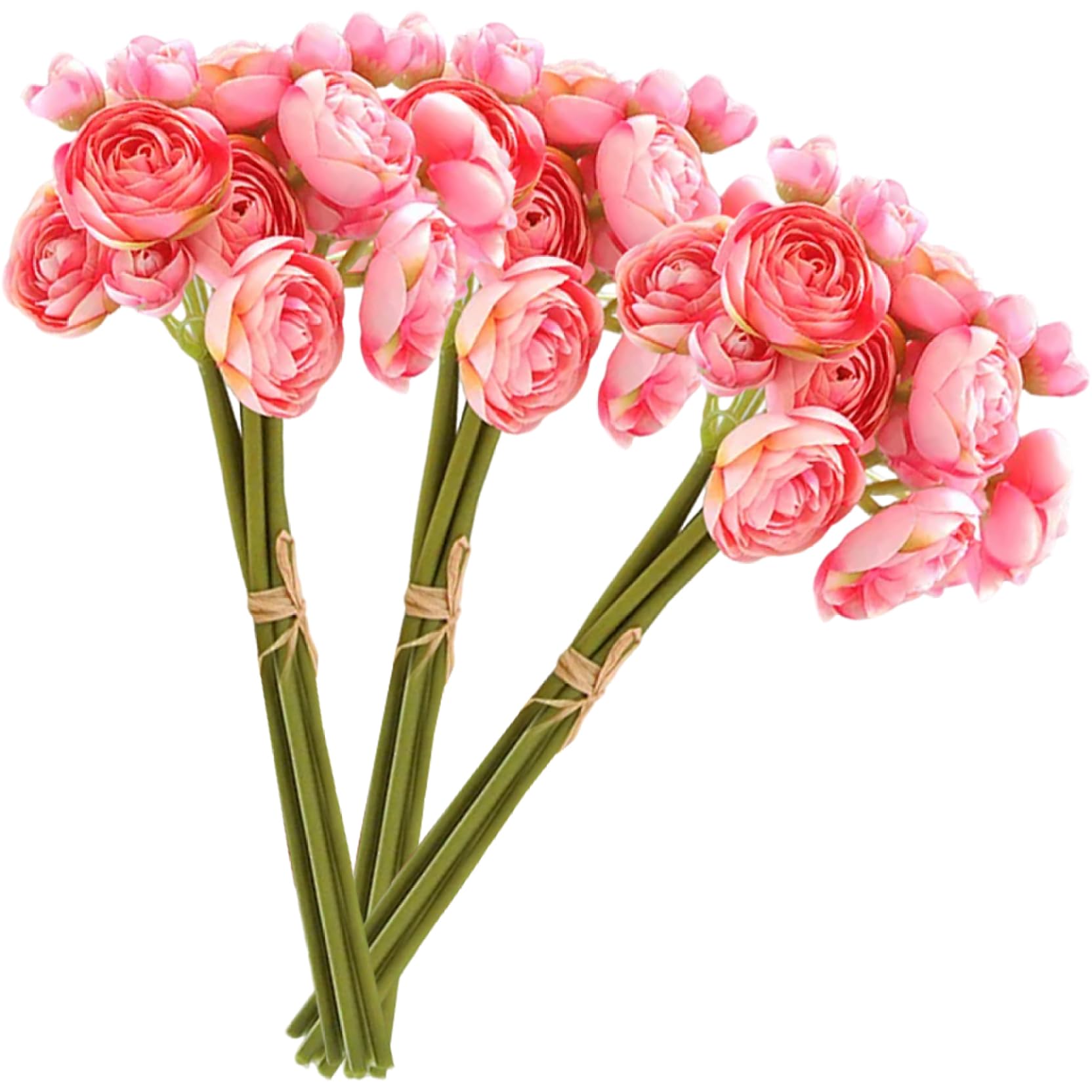 Faroby 3 Bundles/18 Pieces Ranunculus Artificial Flowers, 18Pcs 11X7 Inch Lifelike Faux Stems For Arrangement Decor