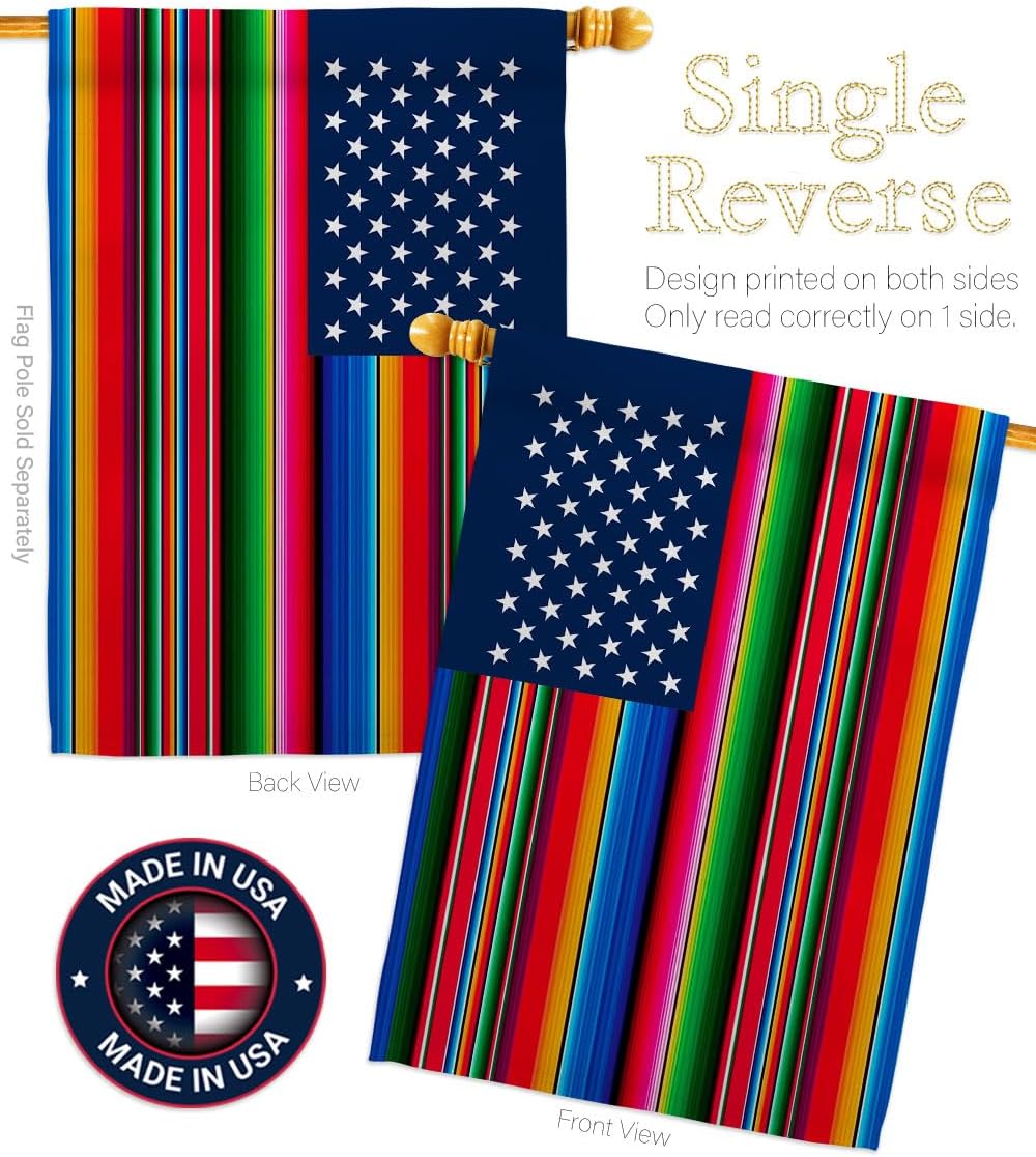 American Flags Mexican Serape Blanket Flag Tapestry Wall Hanging Decor Home Poster Porch Balcony Bandera Para Mexico USA Poster Independence Day Prade 4th Of July Decoration Gift Canvas US Tapestry