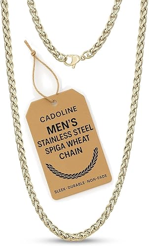 Collar de acero inoxidable 316L dorado para hombre, cadena de trigo, cuerda tren