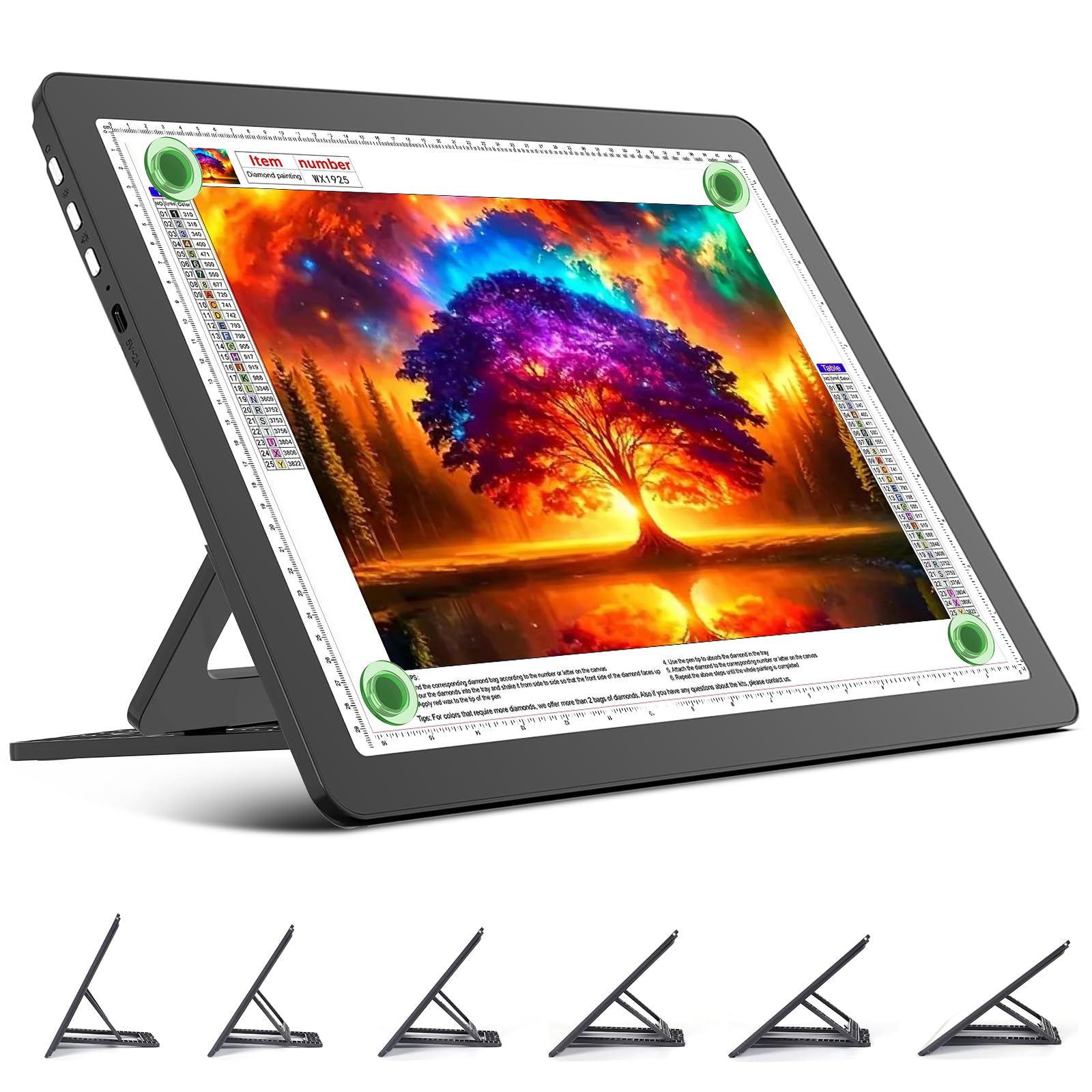 TOHETO Lavagna luminosa ricaricabile A3 con supporto, cuscinetto luminoso magnetico super luminoso con pulsanti laterali, scatola luminosa wireless per tracciare e disegnare, tavolo luminoso a LED