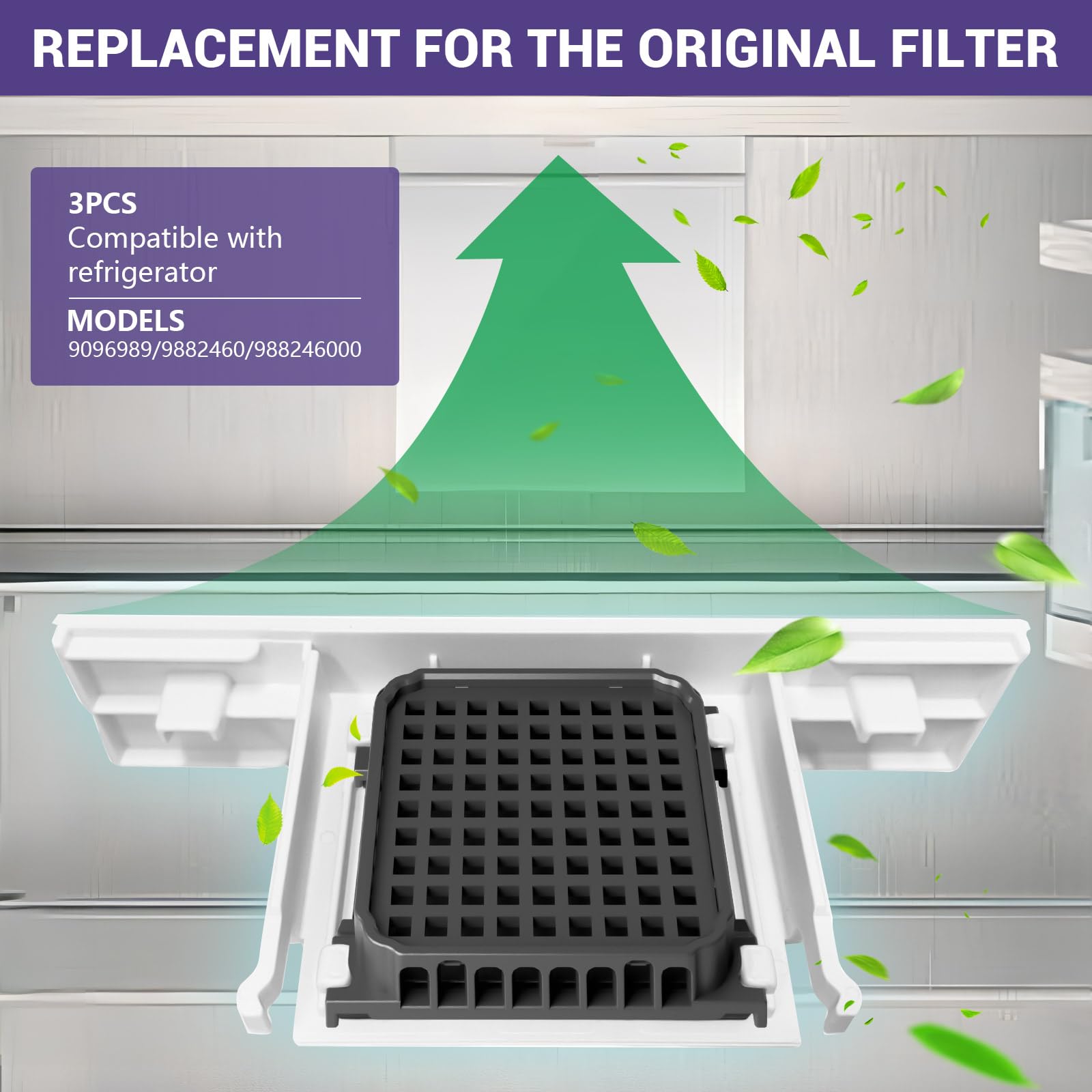 3 Stück Aktivkohlefilter für Liebherr Kühlschrank 9096989 9882460 988246000 988246001 9882429 Fresh Air Filter