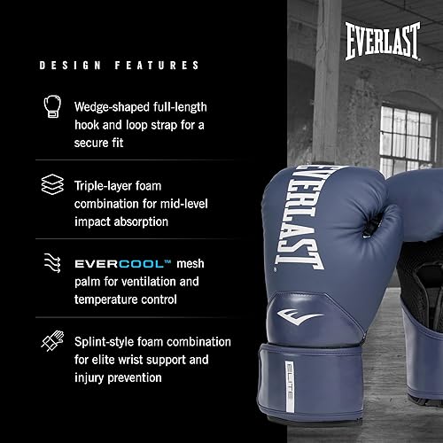 Miniatura 3 de Everlast Elite 2 Guantes de boxeo  Guantes de entrenamiento profesional para hombres y mujeres  Cierre de y ventilación de ajuste seguro