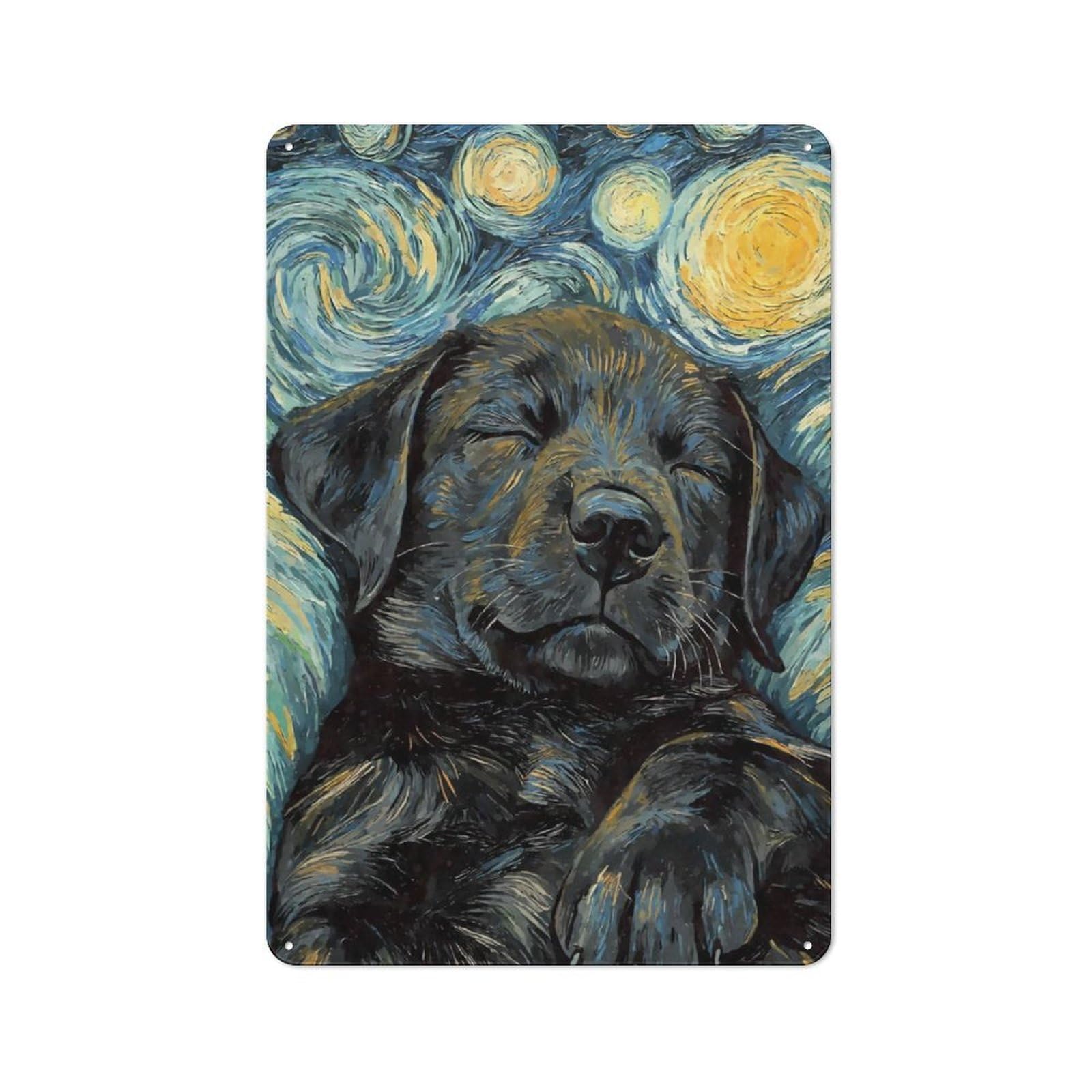 Junmoney Black Labrador Sleeping Retro-Style Metal Plaque 30X20cm For Kitchen Or Home Bar, Gift For Home Bar Enthusiasts During The Christmas Season