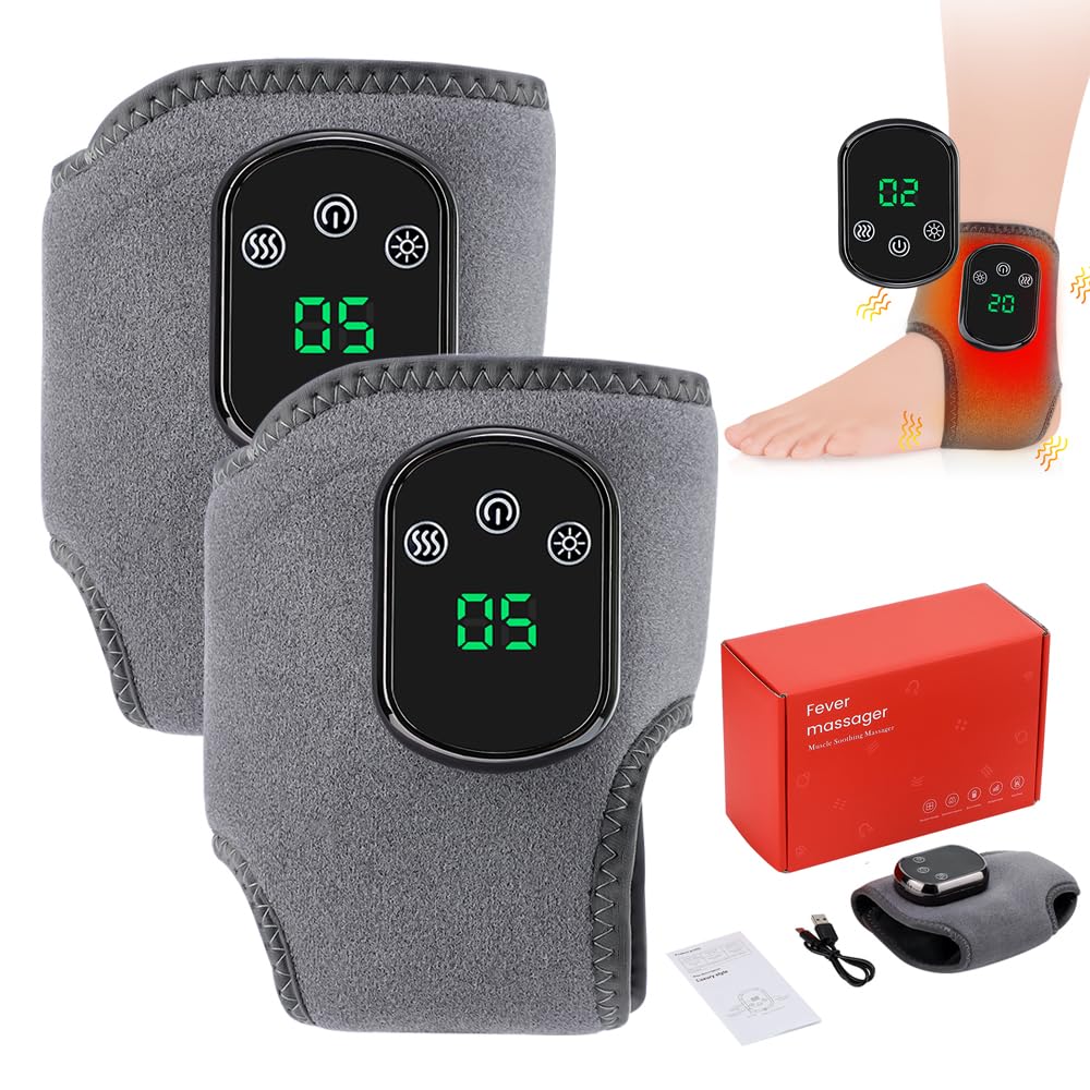 Elektrisch Fußmassagegerät Tragbares kabelloses Knöchelmassagegerät mit 1800mAh Akku, 5 Wärmestufen 3 Vibrationsmodi, Aufladbare Massagegerät für Knöchel, Ferse, Sohle, Fußrücken