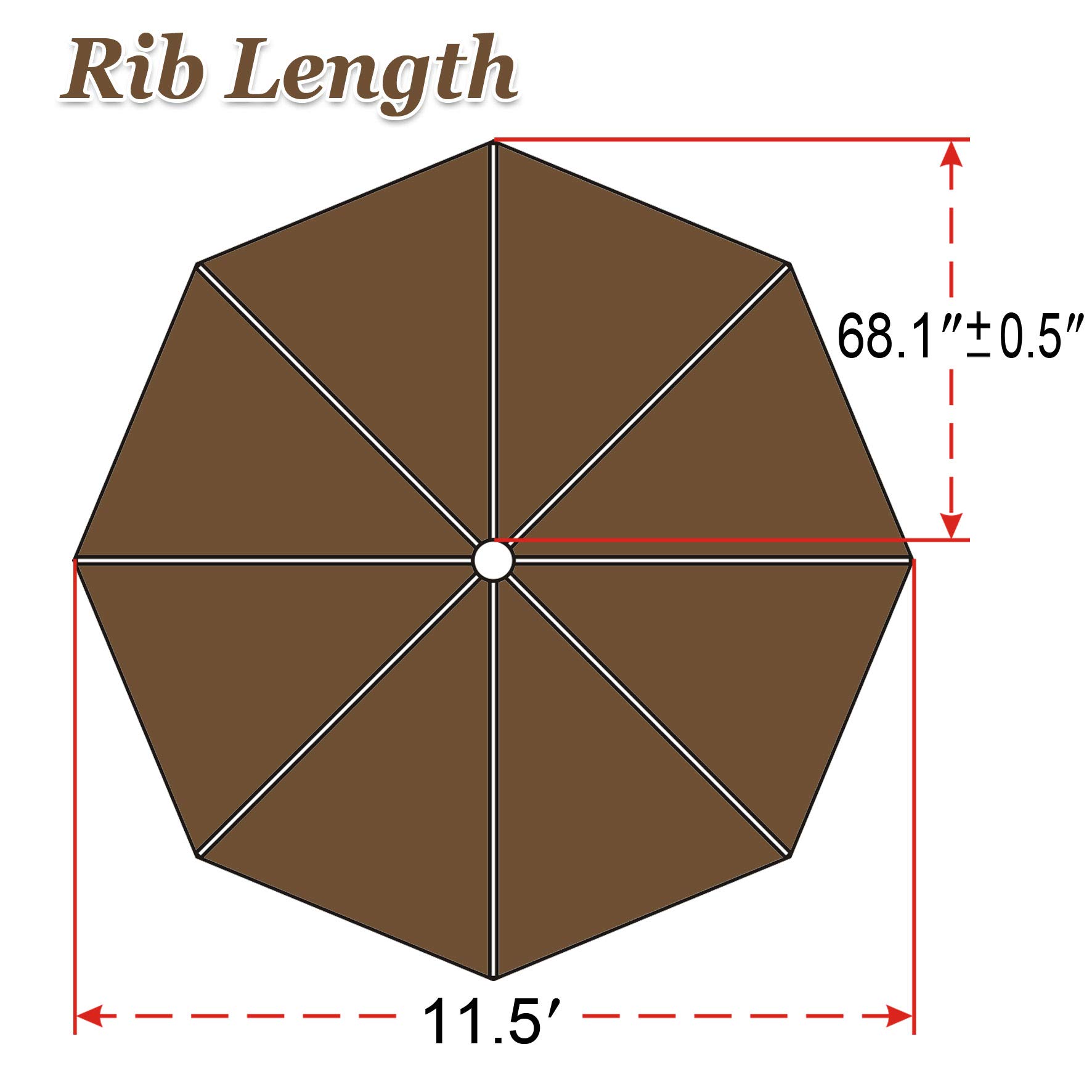 Amazon Com Strong Camel Replacement Patio Umbrella Canopy Cover For 11 5ft 8 Ribs Umbrella Taupe Canopy Only Brown Garden Outdoor