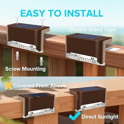 Miniatura 5 de JJX Paquete de 20 luces solares para exteriores, luces solares para valla de terraza, decoración de patio, luz de valla alimentada por energía solar