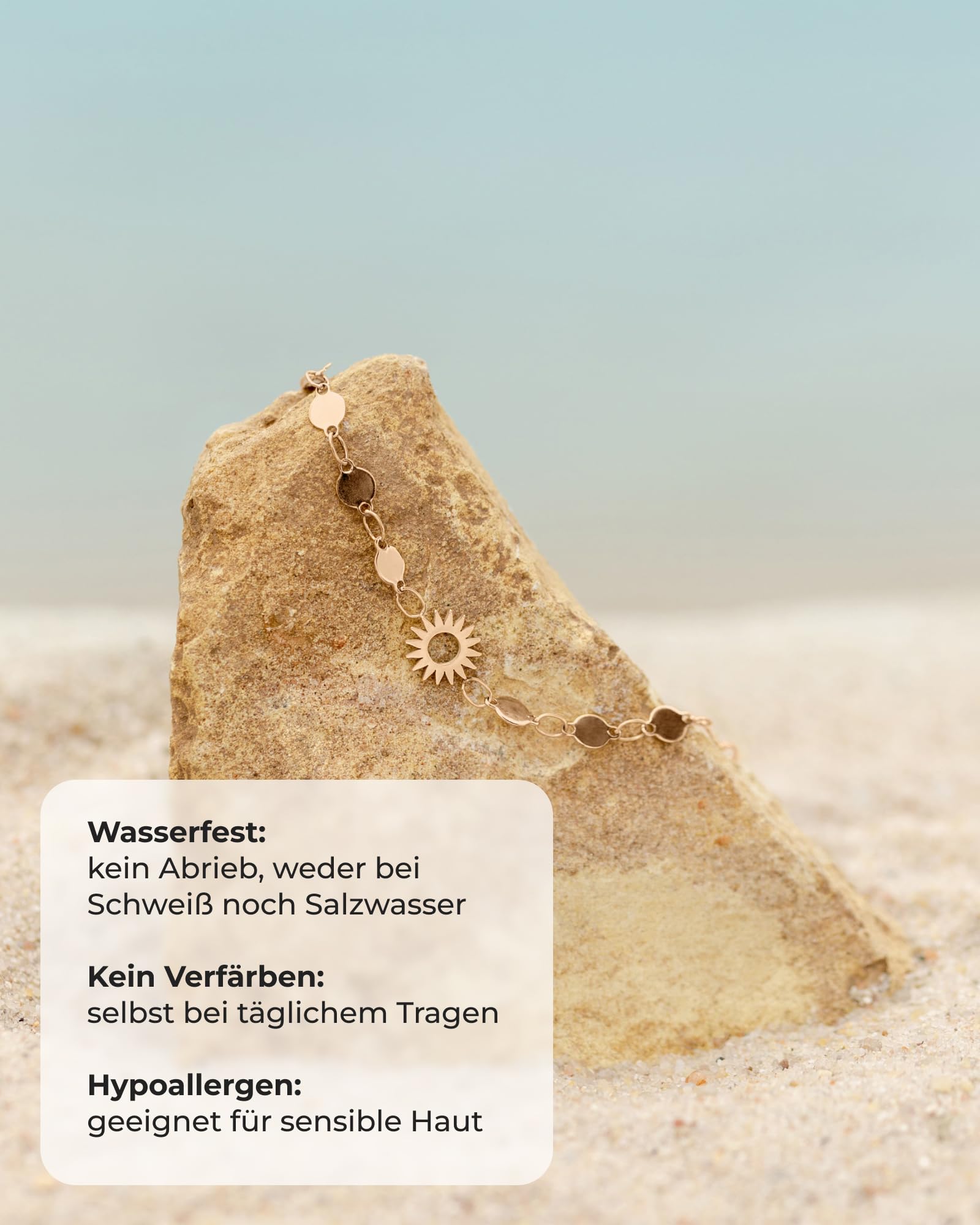 Luamaya wasserfestes Fußkettchen mit Sonnenanhänger für Damen