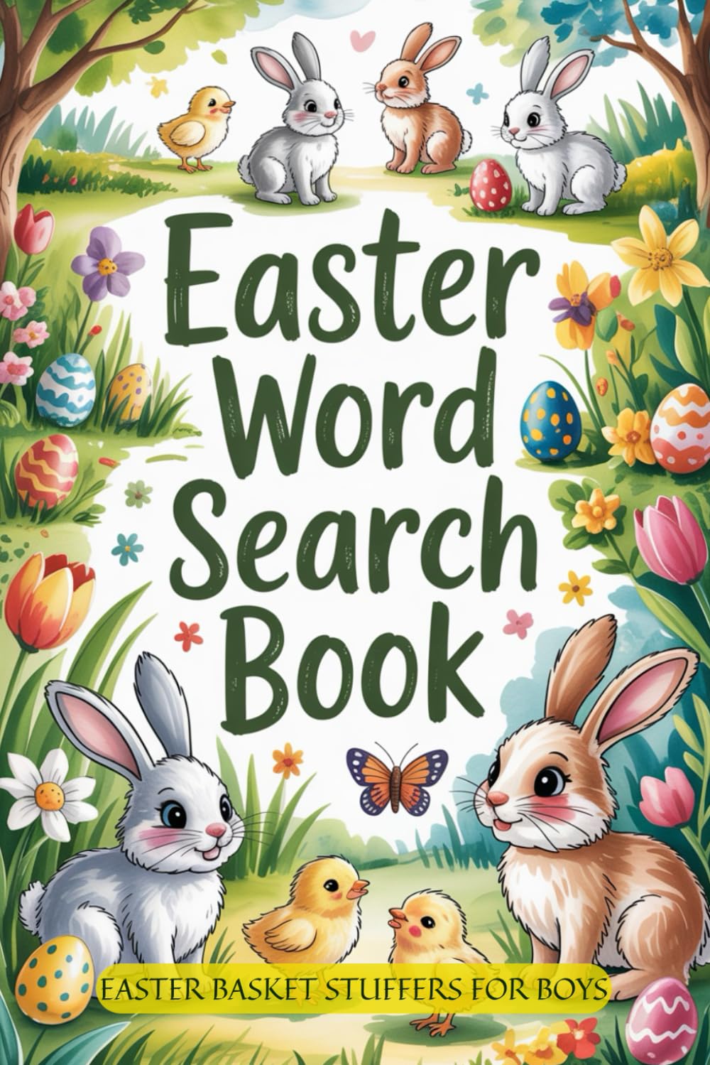 Easter Basket Stuffers for Boys: Word Search Book: 100 Easy Brain Games with Solutions for Kids