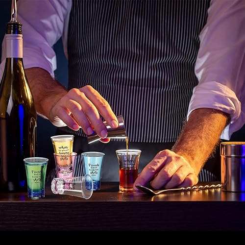 Miniatura 6 de Vasos de chupito coloridos de 1.2 onzas, acrílicos, irrompibles, para fiesta, compatibles con dispensador y soporte de 6 vasos de chupito