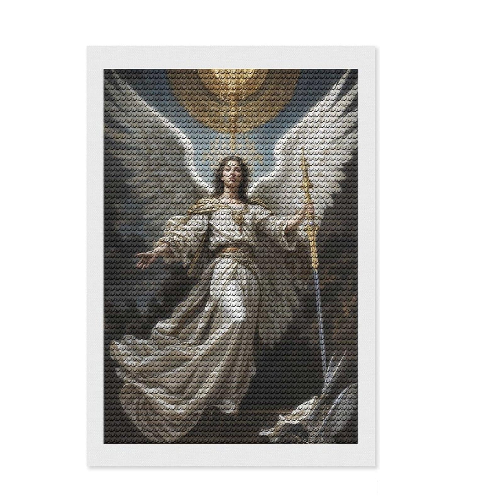 Junmoney Archangel Diamond Art Kit 8"x12", for Women, Nice Detail and Sparkle, Living Room Decor, Birthday Gift, Easy to Enjoy