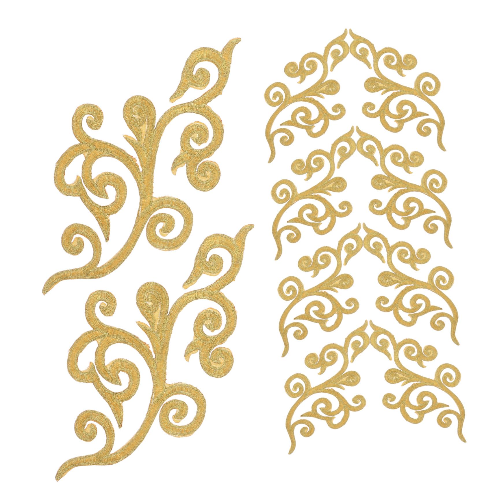 Aplikacje odzieżowe, Haftowane naszywki z tkaniny kwiatowej, eleganckie haftowane aplikacje cekinami kwiatowymi(Golden)