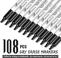 Vista 2 de Black Dry Erase Markers, Low-Odor, 108 Count, Chisel tip, Perfect for Writing on Whiteboards, Dry-Erase Boards, Glass, School Office Supplies