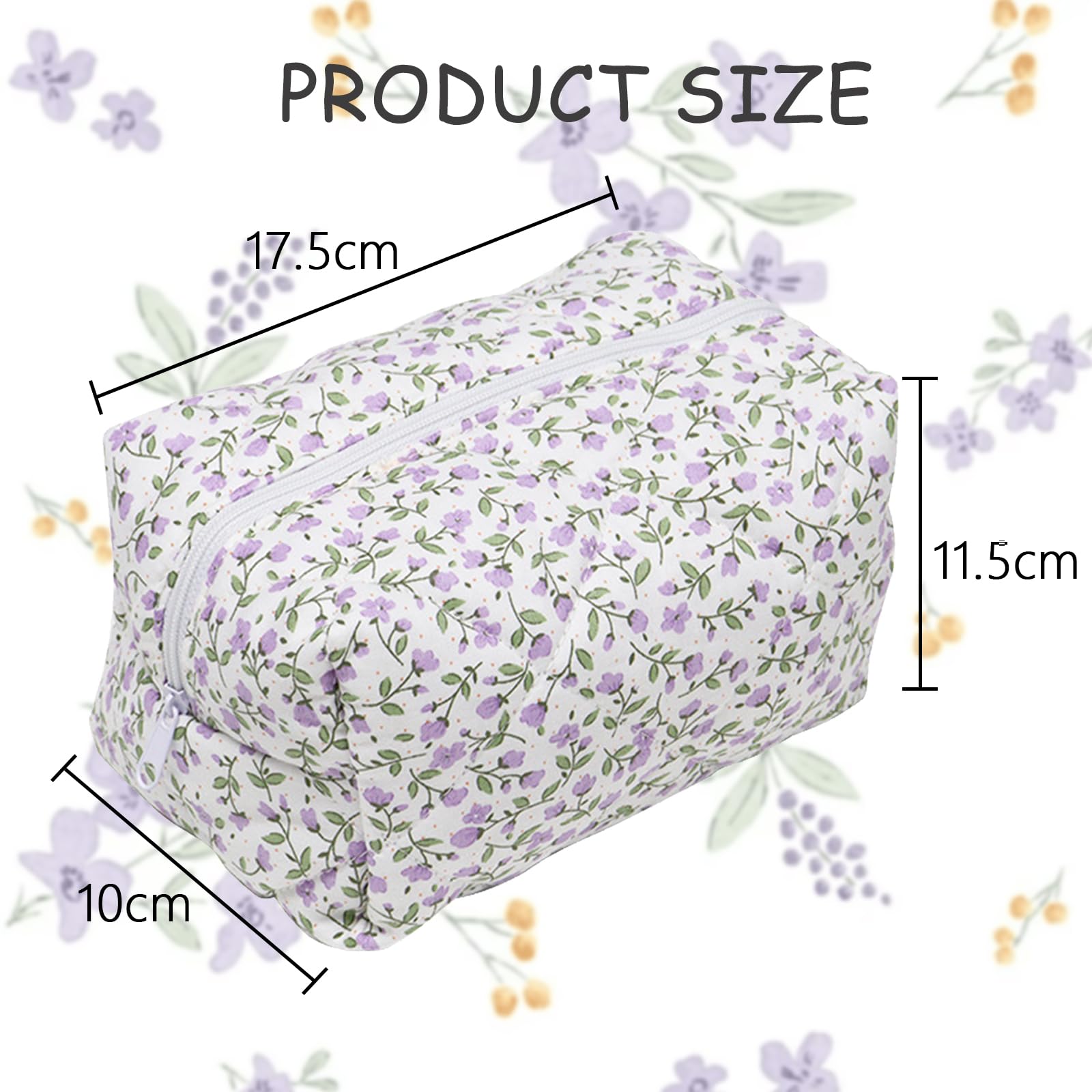 Aucuu Floral Makeup Bag, Cotton Toiletry Bag, Makeup Bags, Portable Travel Cosmetic Bags, Large Capacity Floral Toiletry B-ag - Image 2