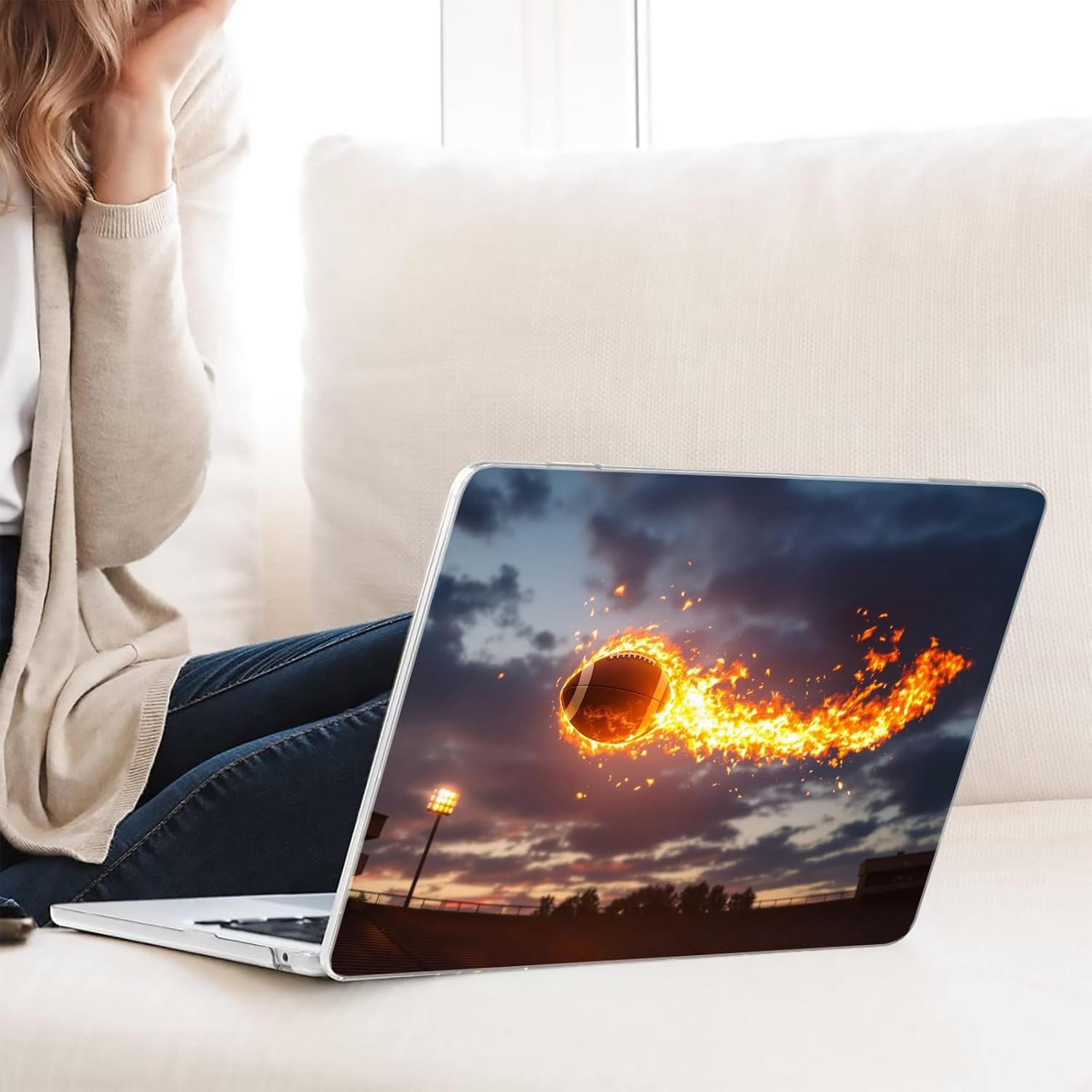 Compatible with MacBook Neo 13-inch, Hard Shell Case with Keyboard Cover and Screen Protector (A3404 A18 Pro chip, 2026 Release) - Fire Football MC21703