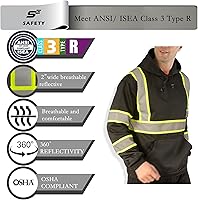 Vista 51 de sesafety Sudadera de seguridad de alta visibilidad para hombre, sudadera con capucha reflectante con cremallera clase 3, sudadera con capucha