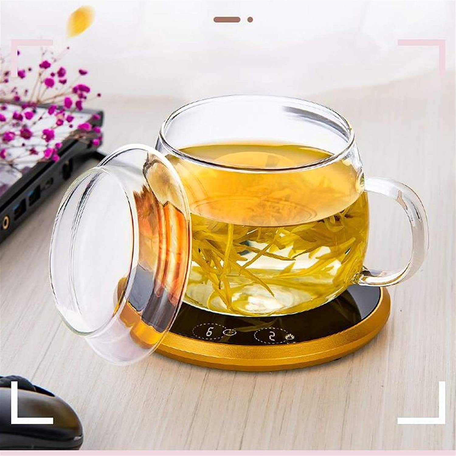 Calentador de taza de café USB for escritorio con interruptor de pantalla táctil, taza de café más caliente for uso doméstico de oficina, 2 configuraciones de temperatura y sincronización inteli
