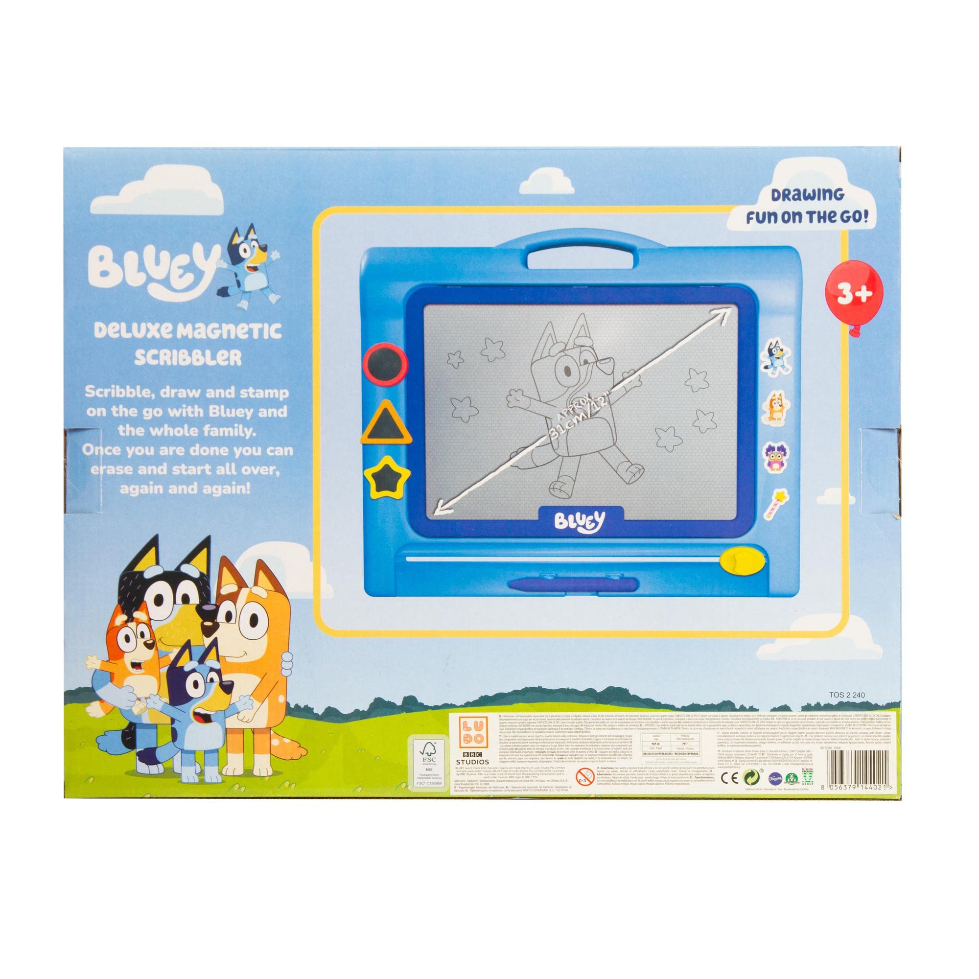Giochi Preziosi - Bluey Giant Magnetyczna Tablica Do Rysowania Ulubionych Postacie Z Serii, Zawiera Trzy Śliczne Magnesy, Dla Dzieci Od 3 Lat, Bly17000