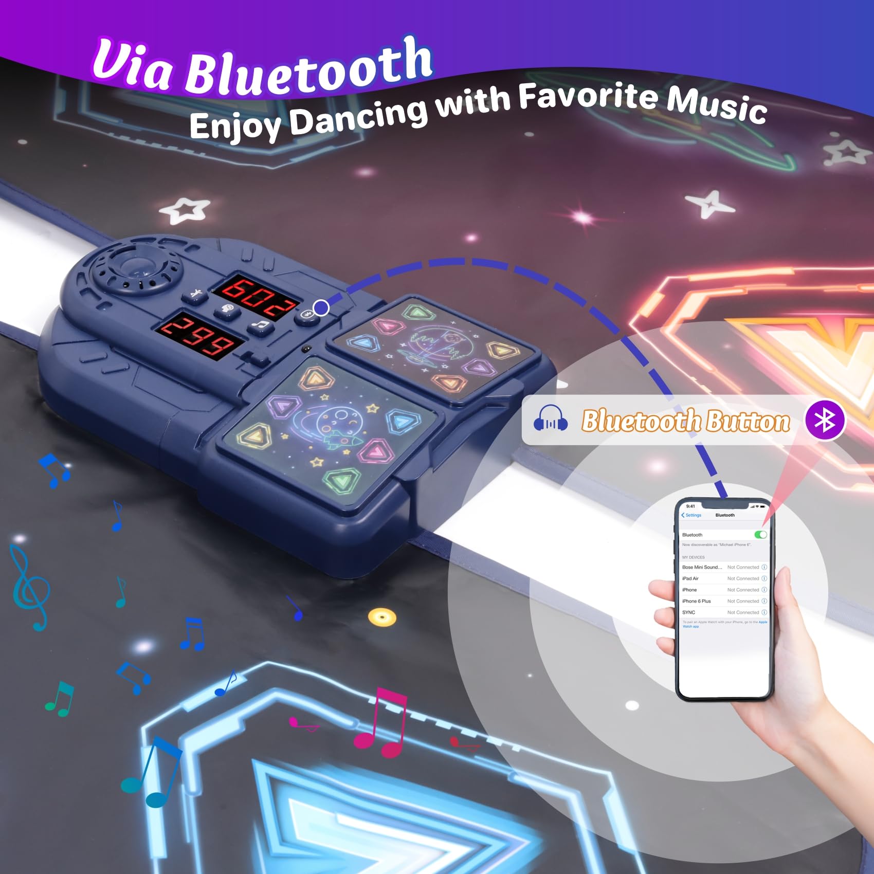Juguetes de tapete de baile para niñas de 3 a 12 años, tapete de baile para niños con 12 botones iluminados, juguete de baile para 2 jugadores con 5 modos y Bluetooth, regalos de cumpleaños de Navidad 5