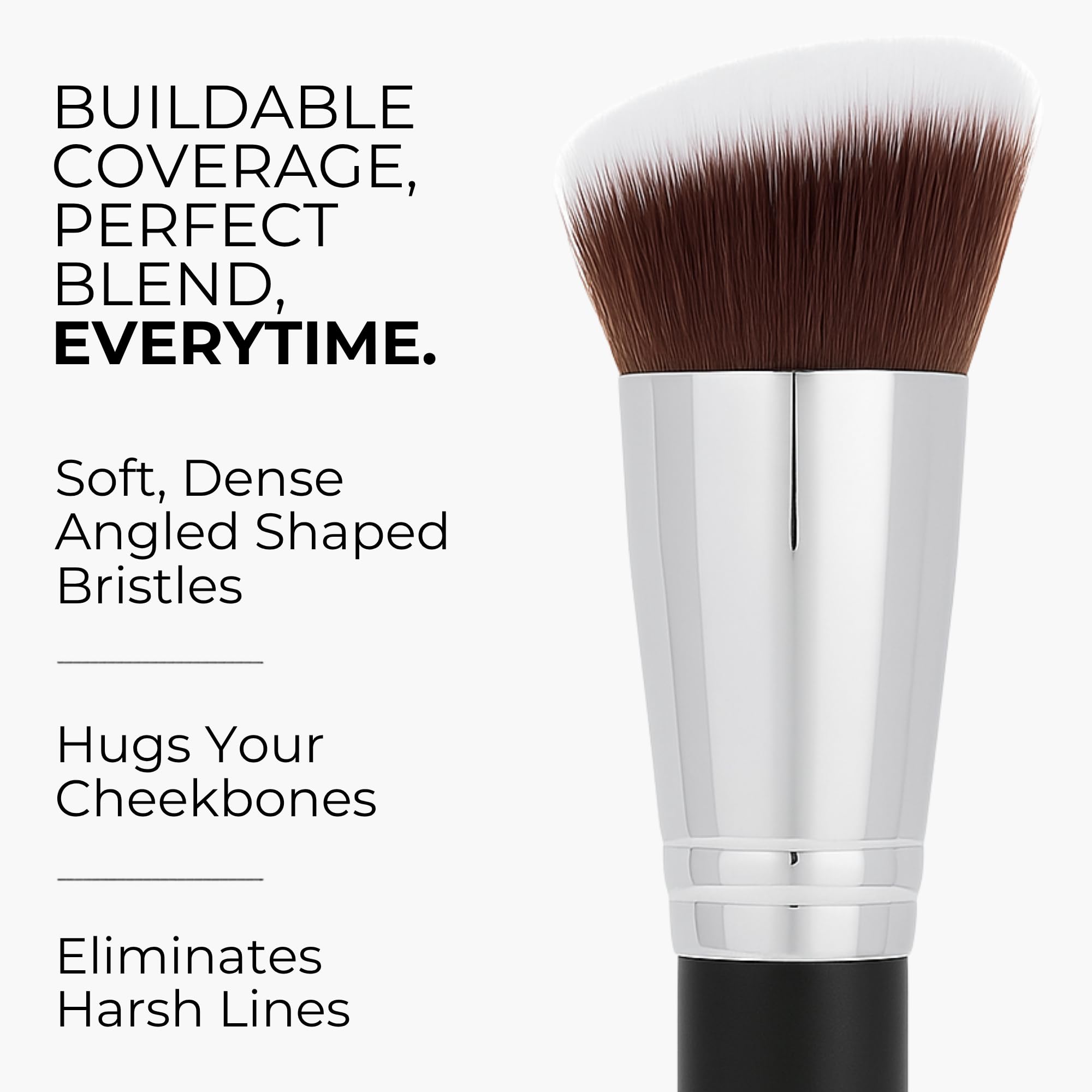 Beauty Junkees Professional Makeup Brushes: Synthetic Bristle Angled Kabuki Foundation Brush for Blending Stippling Buffing - Full Face Make Up Brush for Loose or Pressed Powder Blush Bronzer