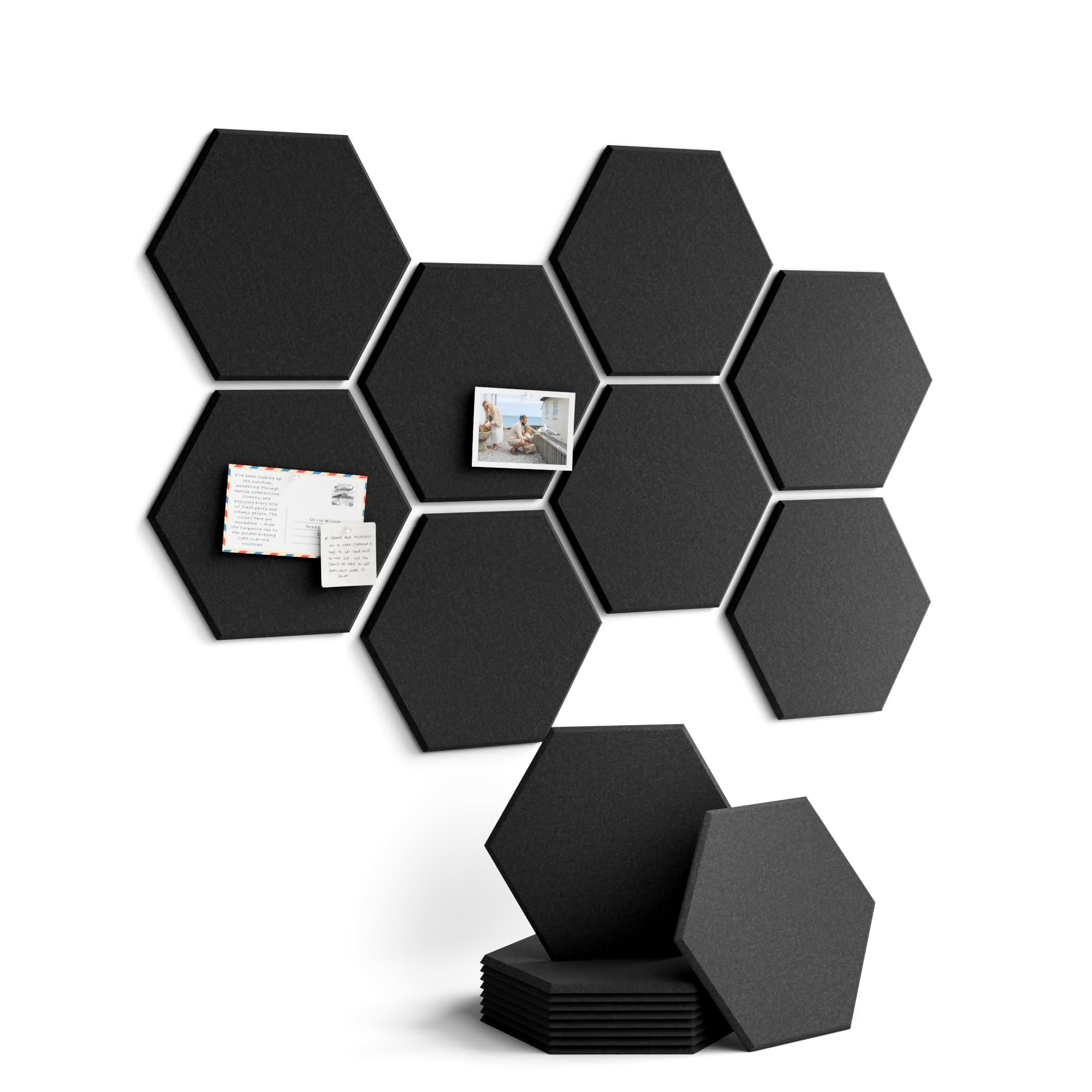 Fluxynara 8-Pack Hexagon Cork Board Alternative Wall Decor, Black