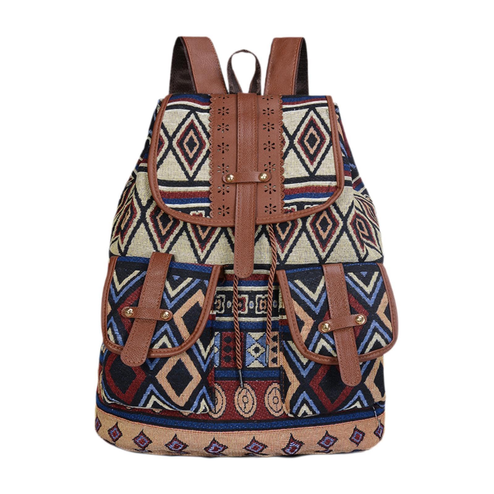 ZOOMELLA Women Ethnic Pattern Backpack Bag Travel Daypack for Camping Shopping Street Style D|Clothing, Shoes & Accessories |Women's Handbags & Bags-image-12