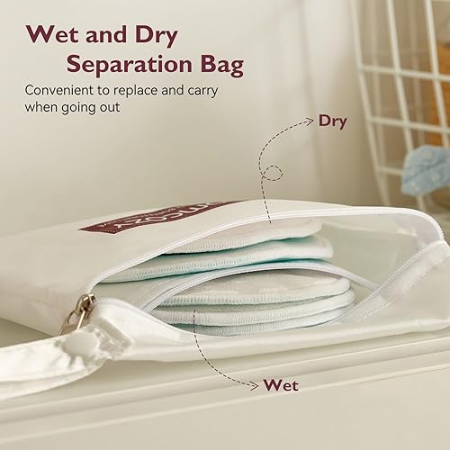 Miniatura 6 de Momcozy Almohadillas de lactancia reutilizables, uso innovador de tela unidireccional que absorbe la humedad y 4 capas lavables, súper absorbentes y