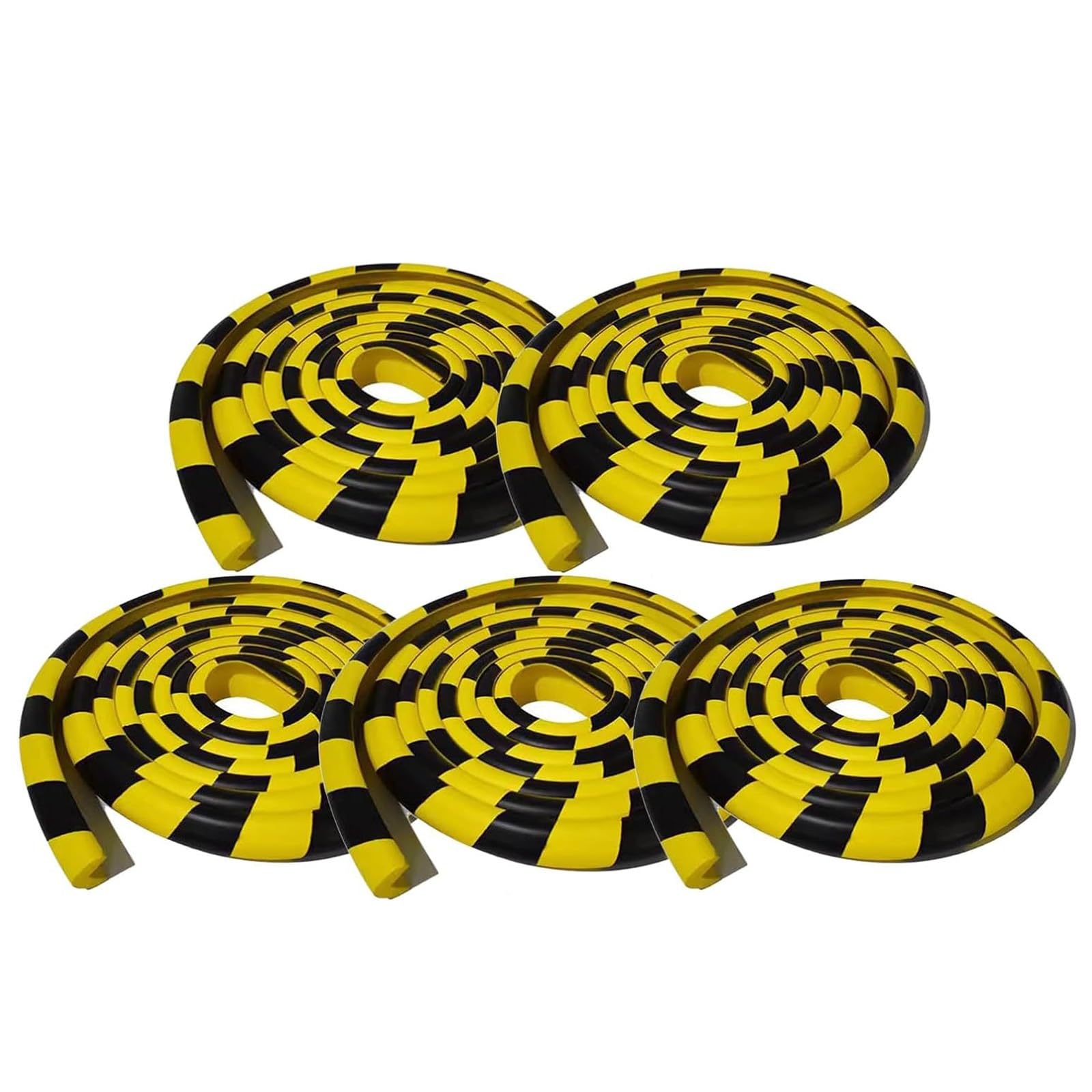 Protection d'angle Murale 5 Pièces, Protection d'angle de Meuble de 25 M, Protections d'angle en Caoutchouc NBR Jaune et Noir, pour La Sécurité des Garages et Entrepôts