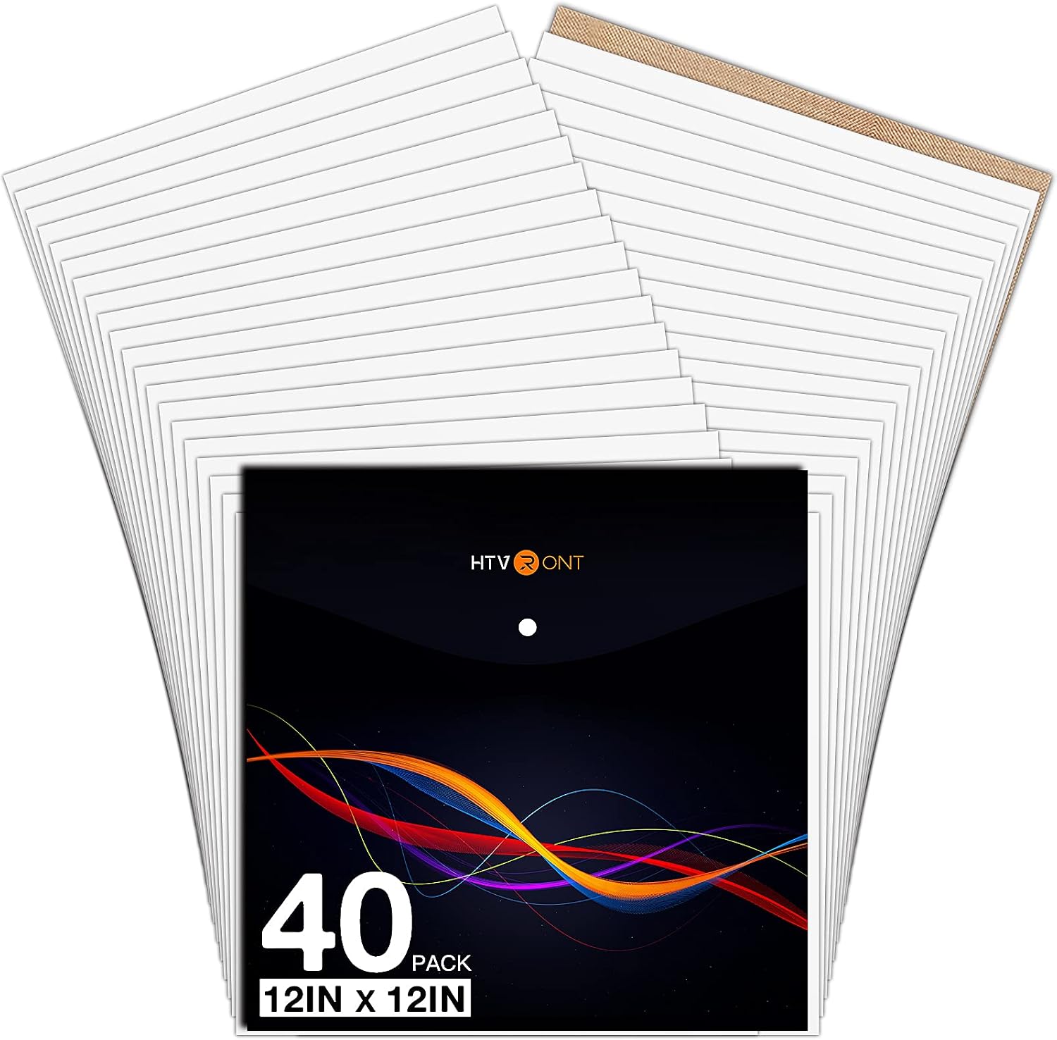 HTVRONT White HTV Heat Transfer Vinyl Bundle- 40 Pack 12"x12"Sheets HTV Vinyl, Pu Iron on Vinyl for T-Shirt,Easy to Cut & Weed for Heat Vinyl Design