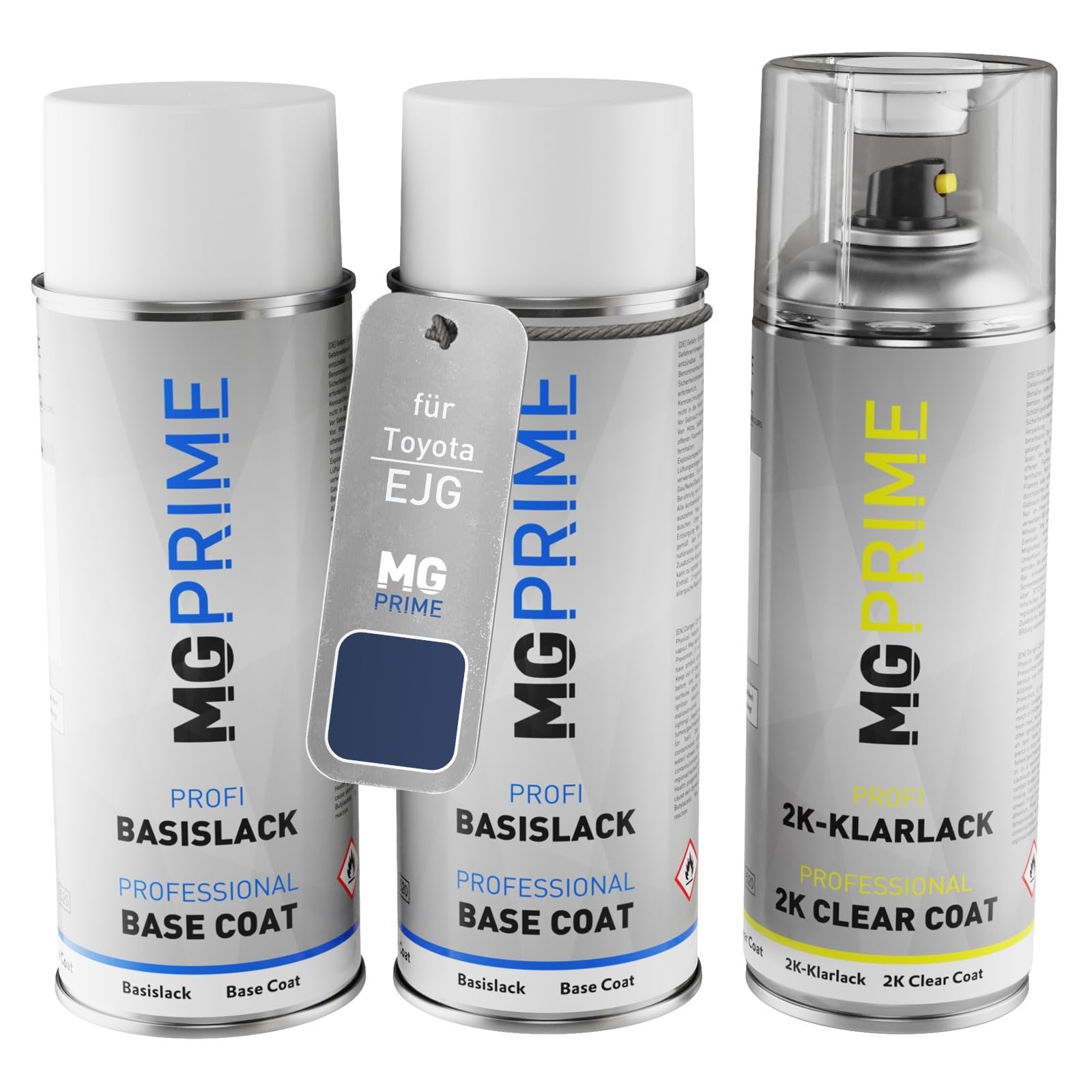 MG PRIME Bombolette spray di Vernice per auto per Toyota EJG Deep Blue +2K | Kit vernice di fondo + base + trasparente 2K, bombolette spray 400ml