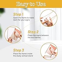 Vista 4 de Jeffbaubl Paquete de 12 soportes acrílicos para letreros dorados, marco transparente de doble cara de 4 x 6 pulgadas, soporte vertical de marco