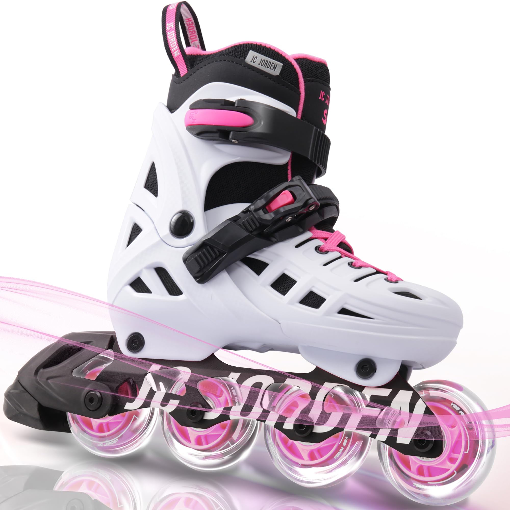 Inline Skates for Kids Girls and Boys, 4 Sizes Adjustable Roller Skates Blades with Full Light Up Wheels for Women Men, Durable Outer Shell, Roller