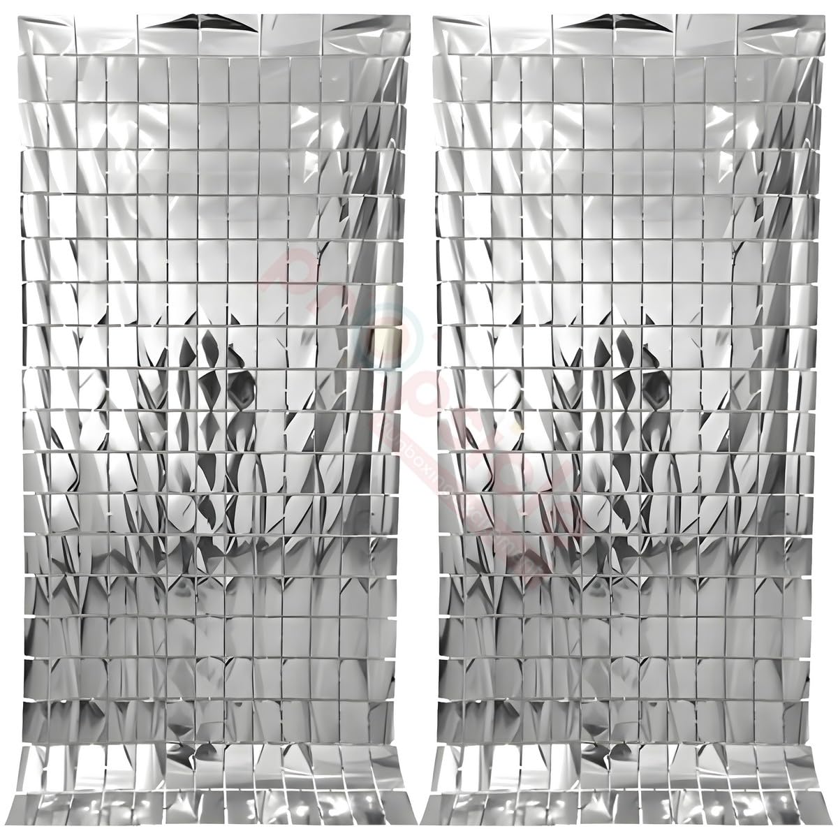 Propsicle 2 Pcs 3ftx6ft Silver Foil Fringe Square Curtains Happy Birthday Party, Anniversary, Bachelorette, Baby Shower, Bridal Shower Decoration Item - Pack of 2-image-8