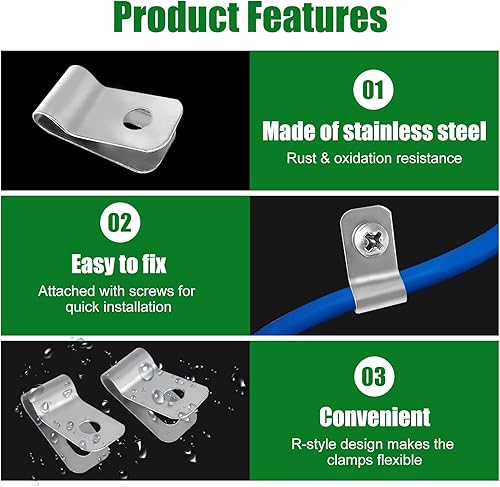 Miniatura 5 de 200 abrazaderas de alambre de cerca clips de valla de ganado clips de alambre de acero inoxidable para montaje de alambre soldado de calibre 12-16 a