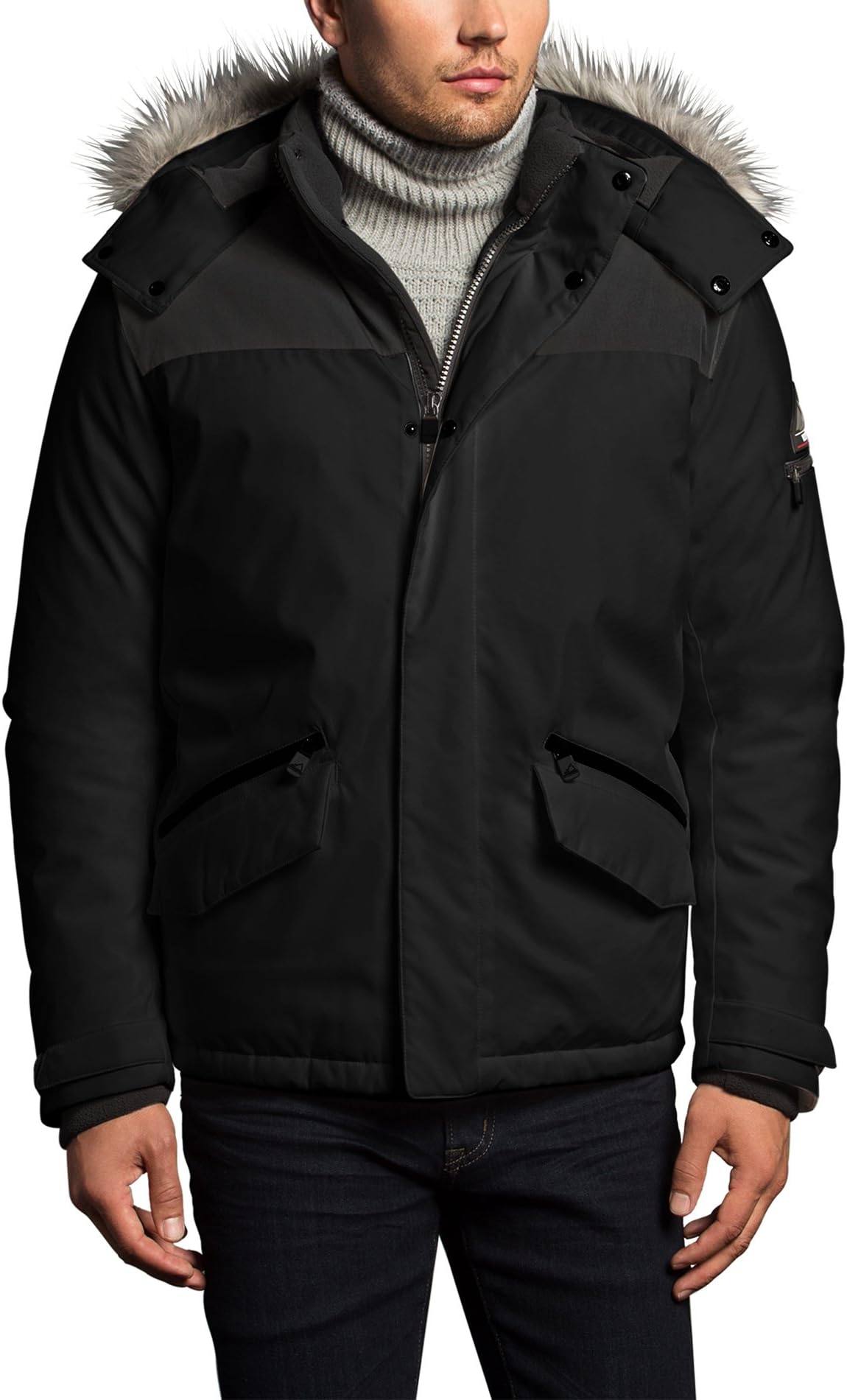 VRY WRM Men's Free Ride Down Open Bottom Nordic Stretch Jacket Black