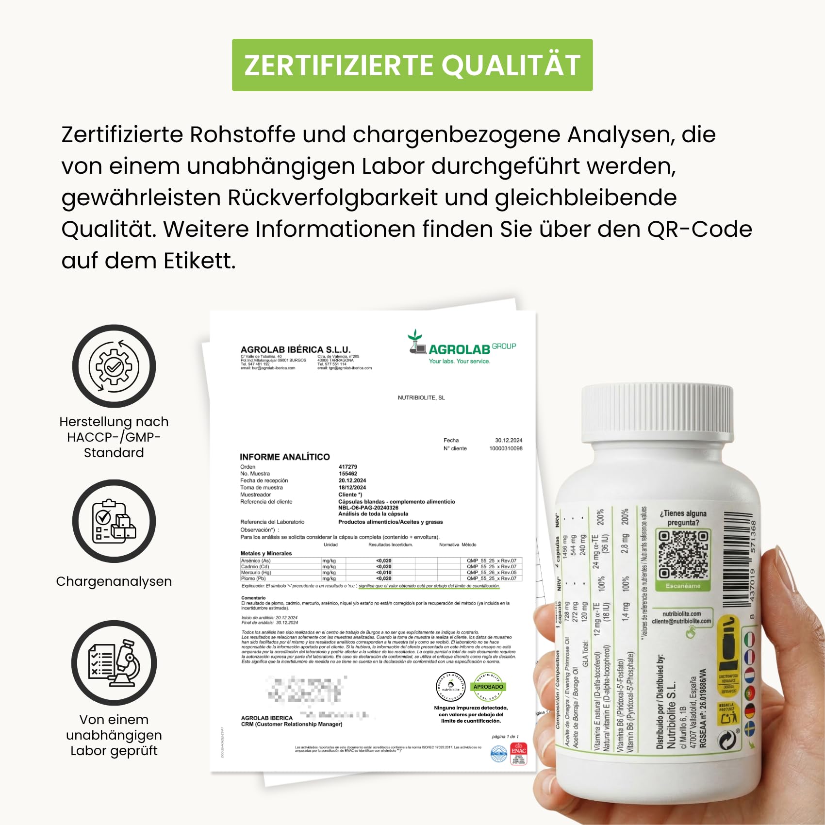 Nachtkerze + Borretsch 1000 mg - 12% GLA, Natürliches Vitamin E und B6 P5P für Hormonelles Gleichgewicht, PMS, Menopause und Hautgesundheit - 170 Perlen - kaltgepresst | Nutribiolite