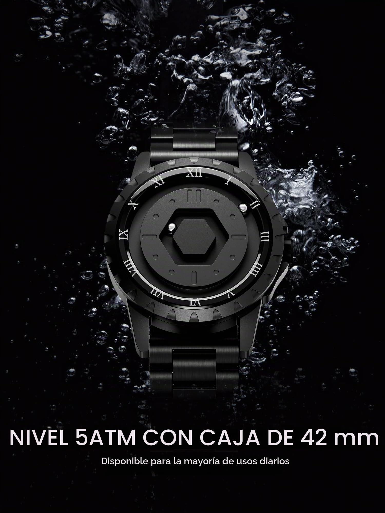 EUTOUR Reloj Magnético para Hombre con Esfera de Cobre | Movimiento Suizo | 42mm | Esfera con Números Romanos y Diseño Hexagonal Único