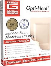 Opti-Heal Silicone Foam Absorbent Dressing - Neo G Sterile Large Wound Dressings Adhesive for Pressure Sores, Ulcer Treatment, Burns, Surgical Wounds - 10x8 cm 3 Pcs