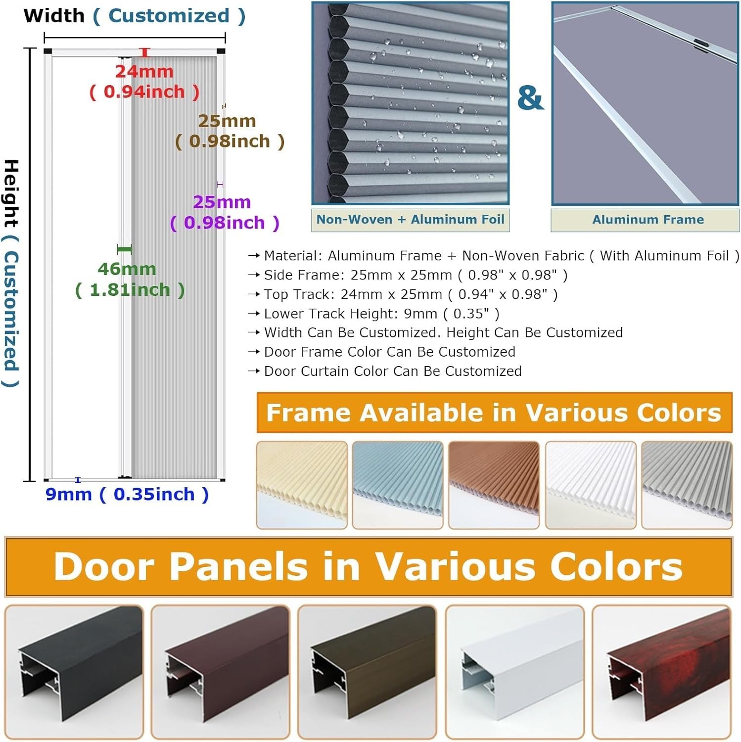 Kit de porte coulissante 203 cm de haut, porte pliante en accordéon de 100 à 60 cm de large, porte intérieure invisible avec système de cadre