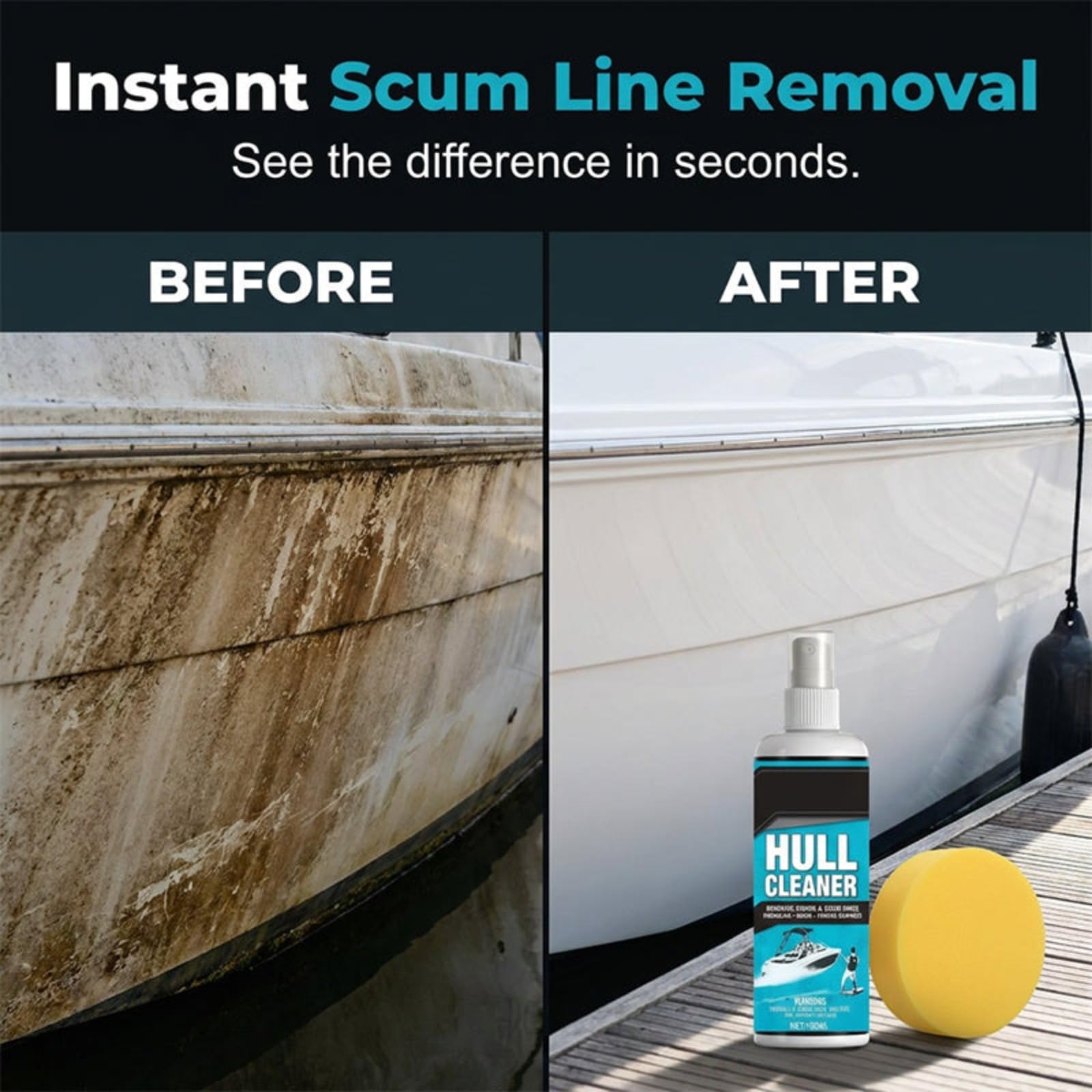 Detergente per scafi di Barche 100 ml, smacchiatore per la Linea di galleggiamento, detergente per incrostazioni Marine, rimuove ruggine, alghe e Macchie ostinate dallo Scafo,