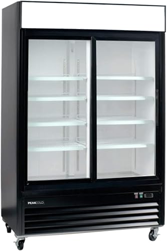 Refrigerador vertical vertical vertical de la puerta corredera de Peak Refrigerador comercial de la puerta de cristal de gran capacidad, 45 pies