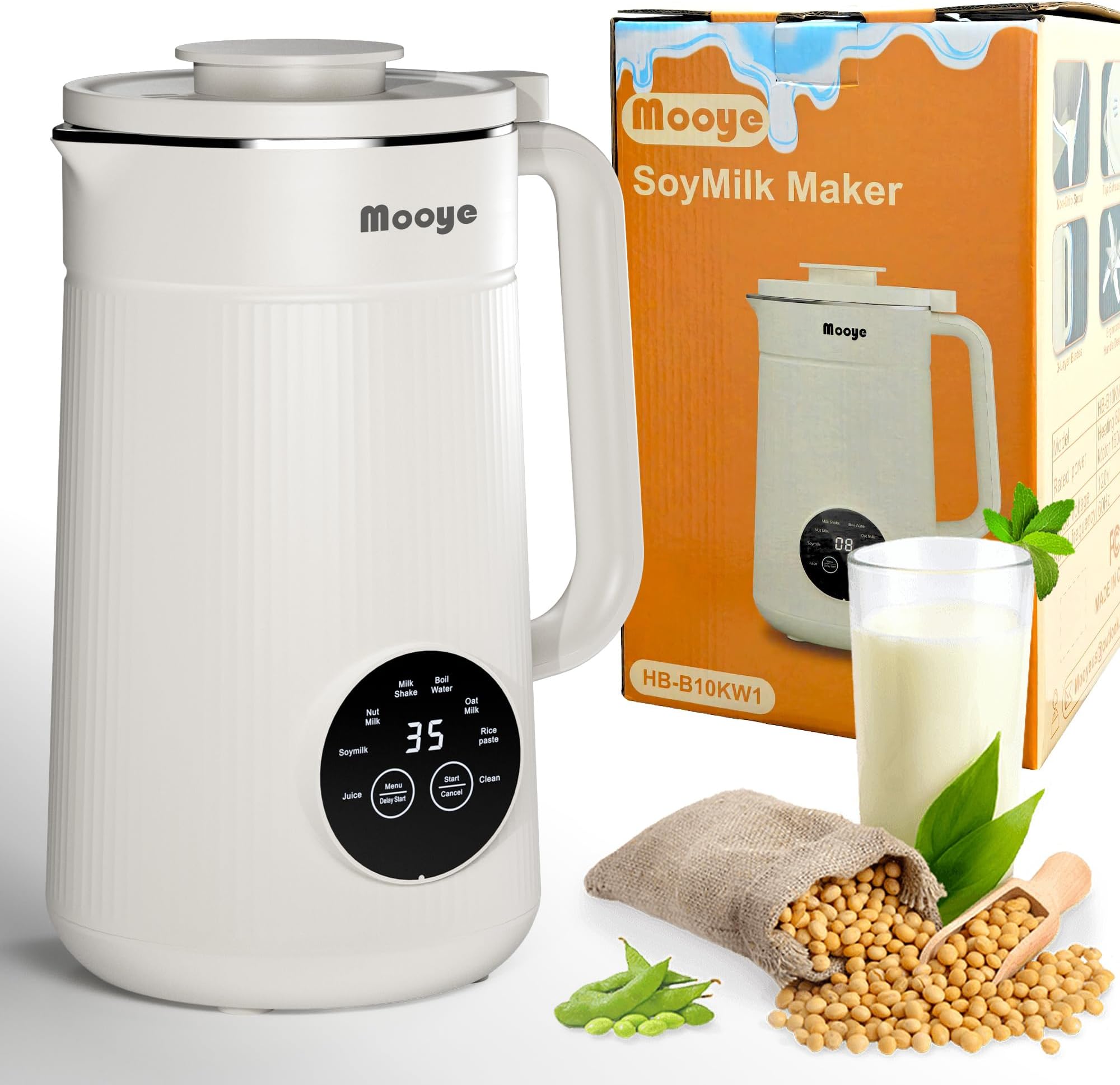 35oz Automatic Nut Milk Maker with Nut Milk Bag - Homemade Almond, 10 Blades, Oat, Soy Machine - Auto-operation, 12 Hours Timer, Easy Cleaning - Dairy-Free Beverages with Recipe, Keep Warm