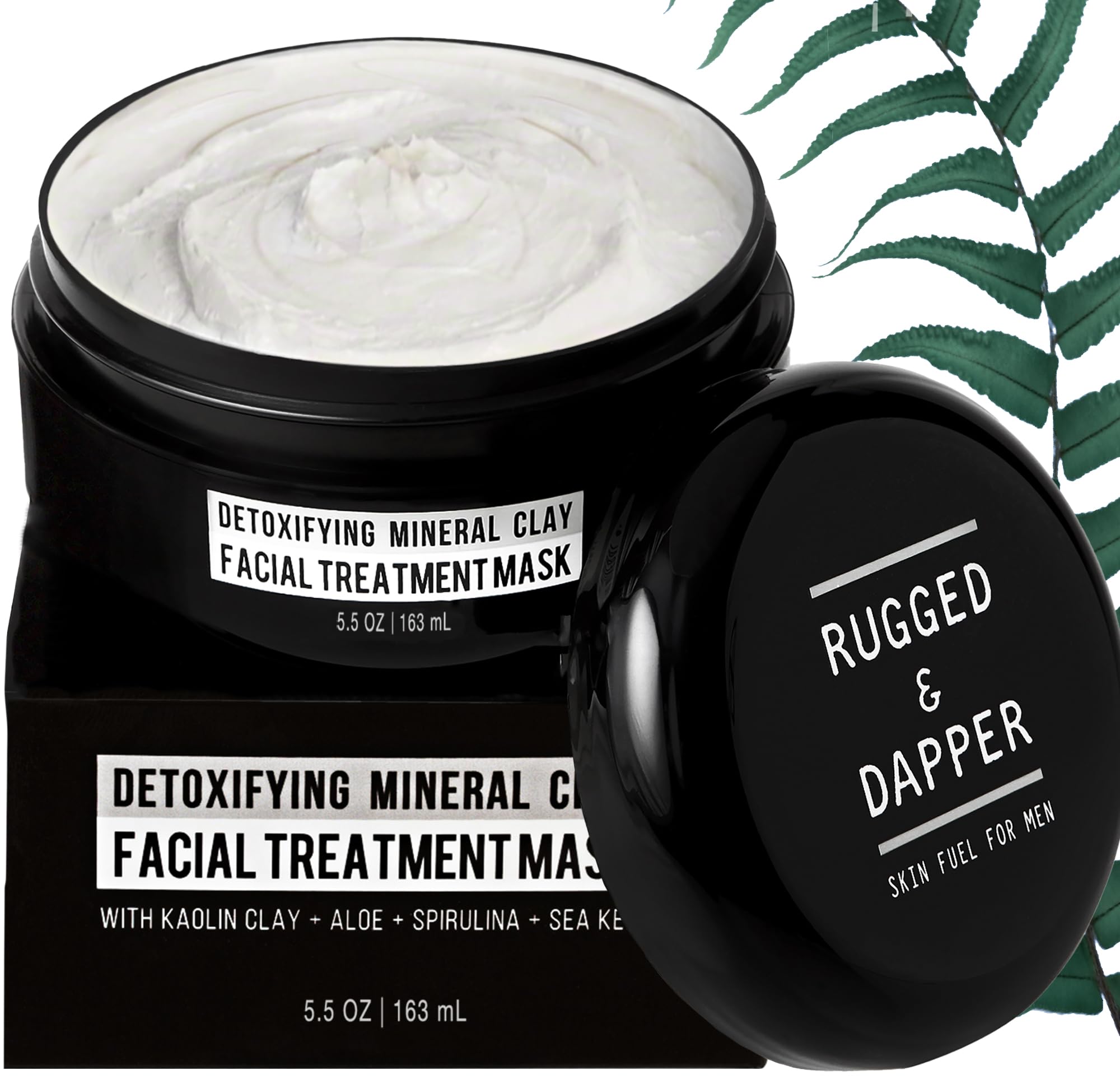 RUGGED & DAPPER - Premium Face Mask for Men - Deep Pore Cleansing Treatment - Fights Blackheads + Acne + Excess Oil - USA Made with Natural Kaolin Clay - 5.5 Oz